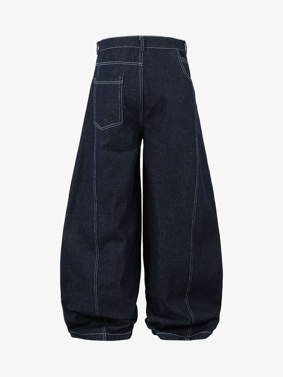 Deconstructed Contrast Stitching Barrel Jeans - 2326 - Image 2