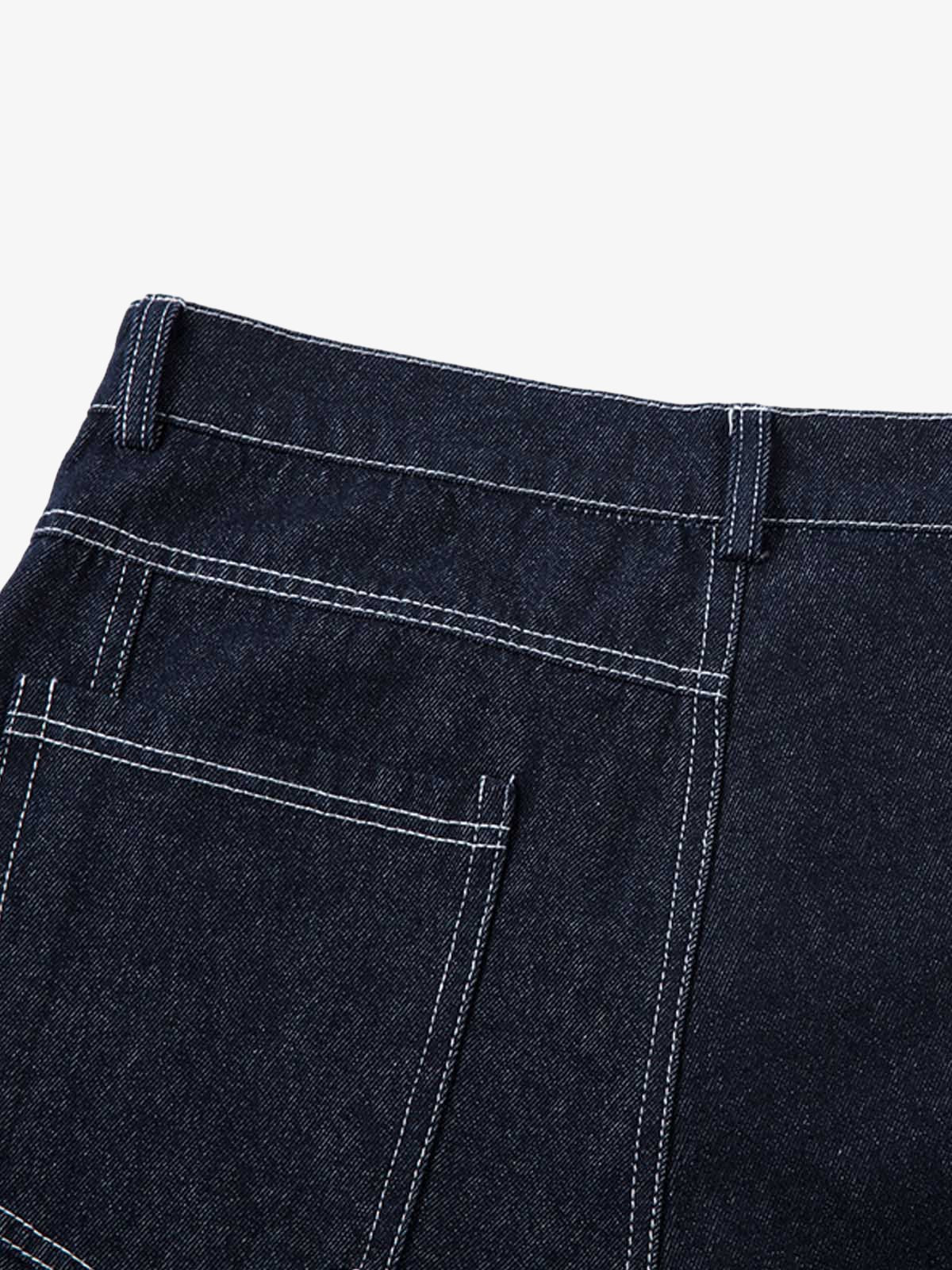 Deconstructed Contrast Stitching Barrel Jeans - 2326 - Image 6