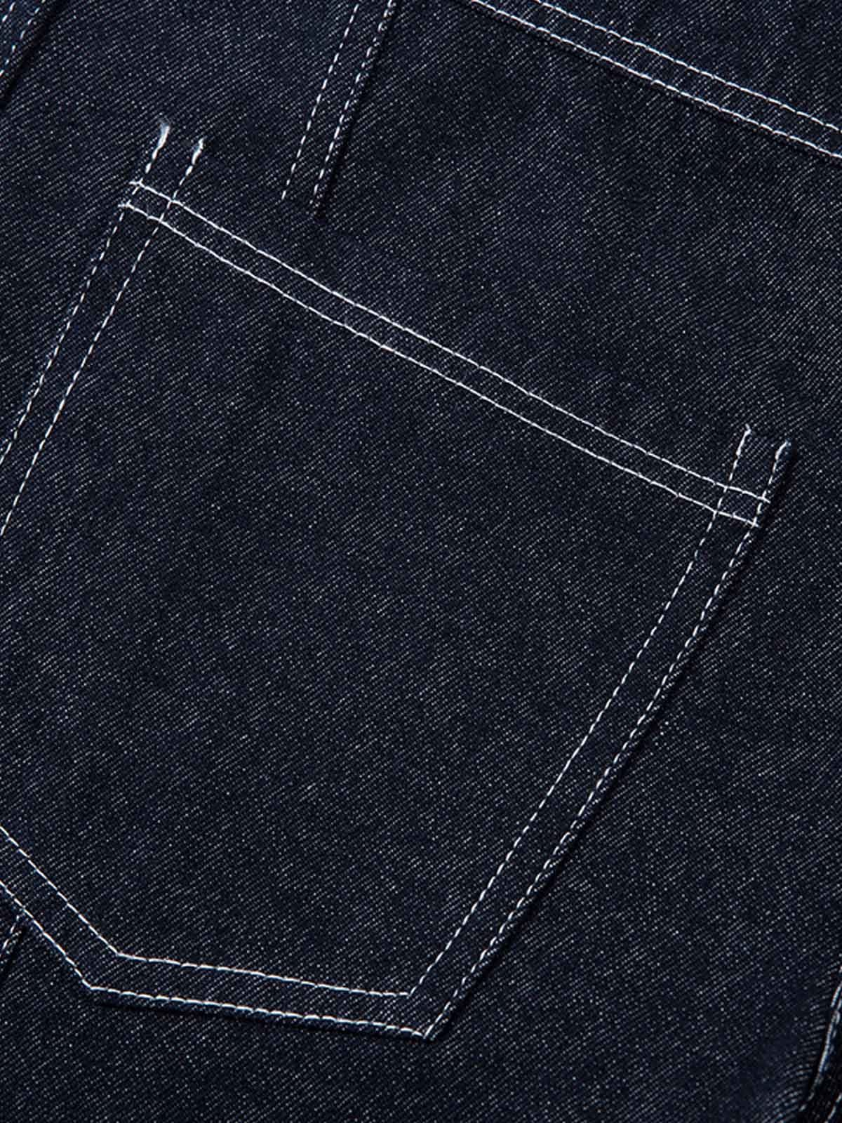 Deconstructed Contrast Stitching Barrel Jeans - 2326 - Image 8