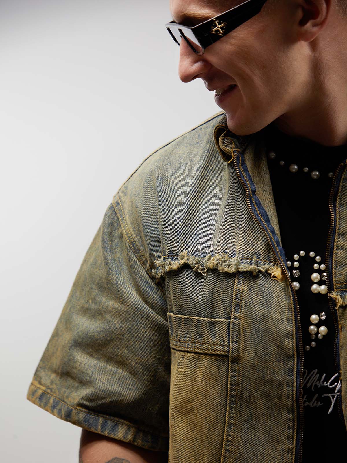 Ripped Denim Distressed Suit - 2460 - Image 10