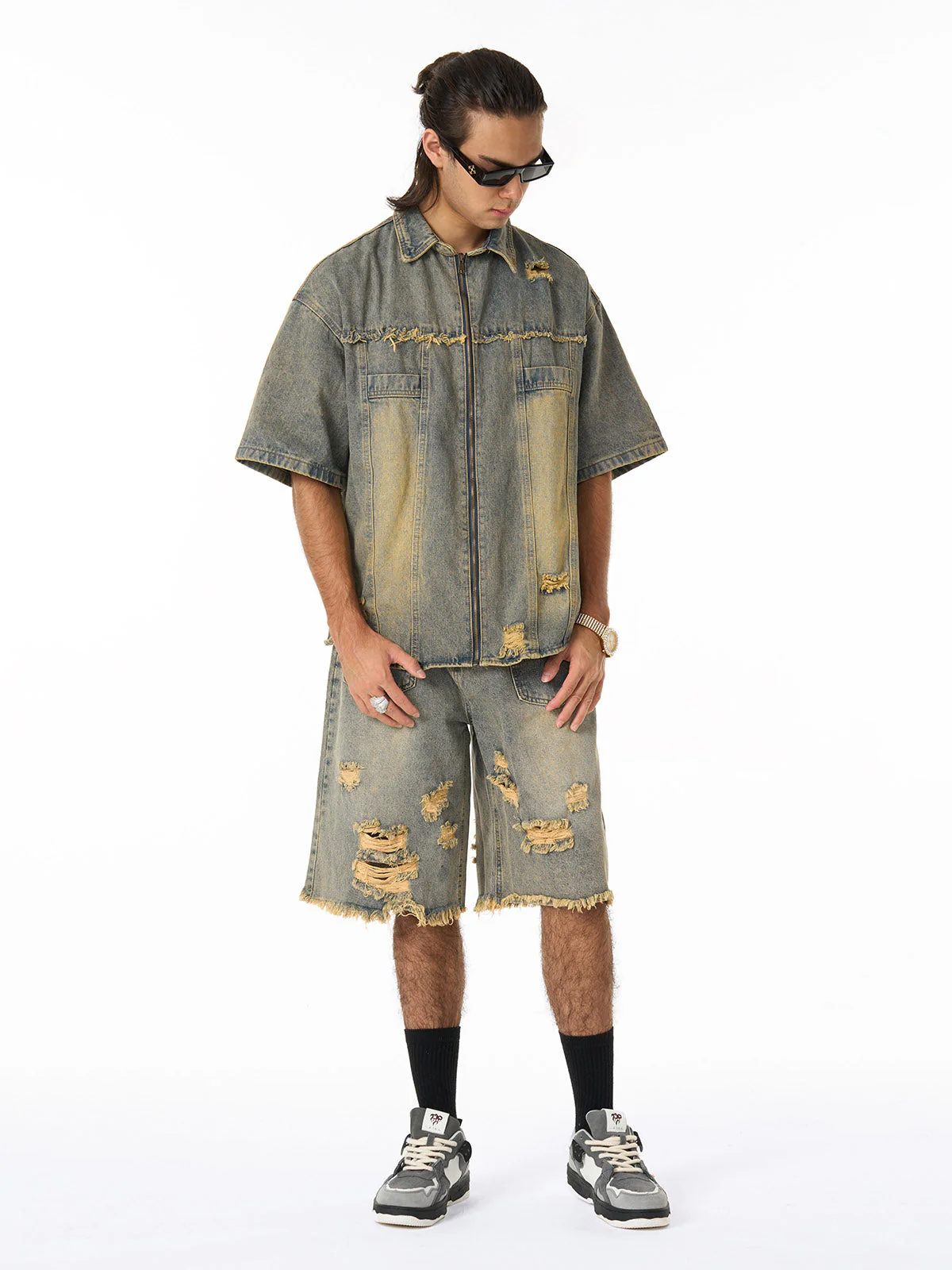 Ripped Denim Distressed Suit - 2460 - Image 4
