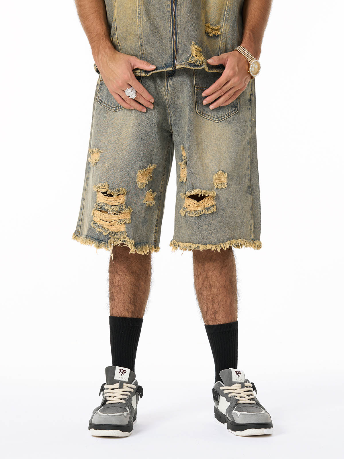 Ripped Denim Distressed Suit - 2460 - Image 7