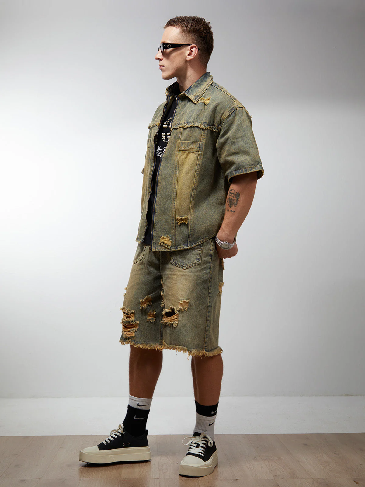 Ripped Denim Distressed Suit - 2460 - Image 9