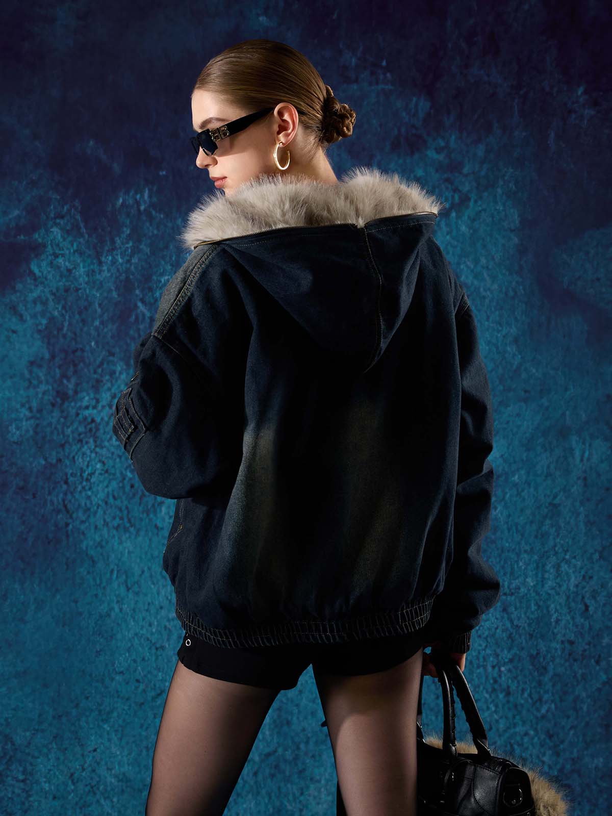 Cotton Washed Fur Hooded Jacket - 2265 - Image 6