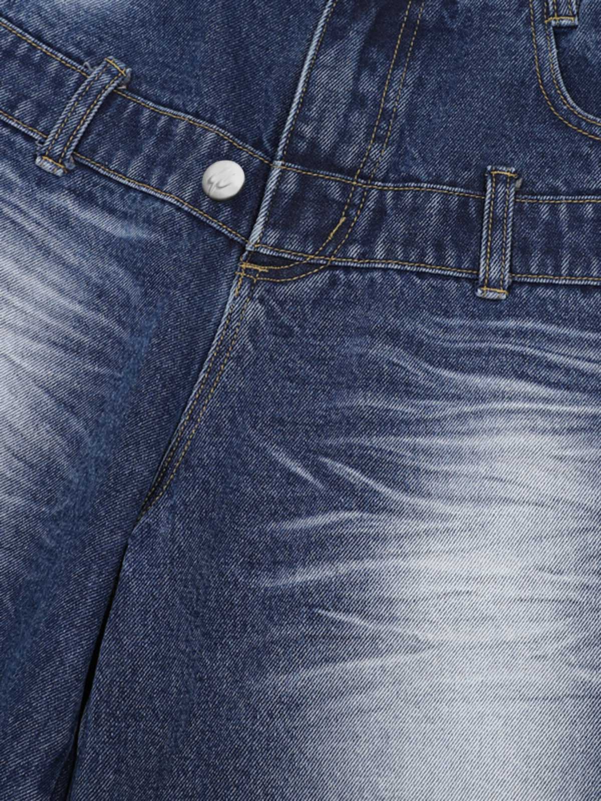 Distressed Washed Workwear Denim Shirt And Jorts Set - Image 10