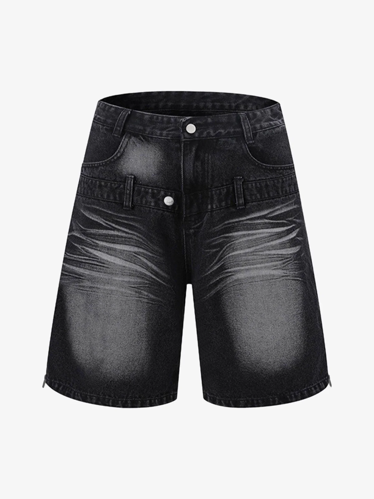 Distressed Washed Workwear Denim Shirt And Jorts Set - Image 15