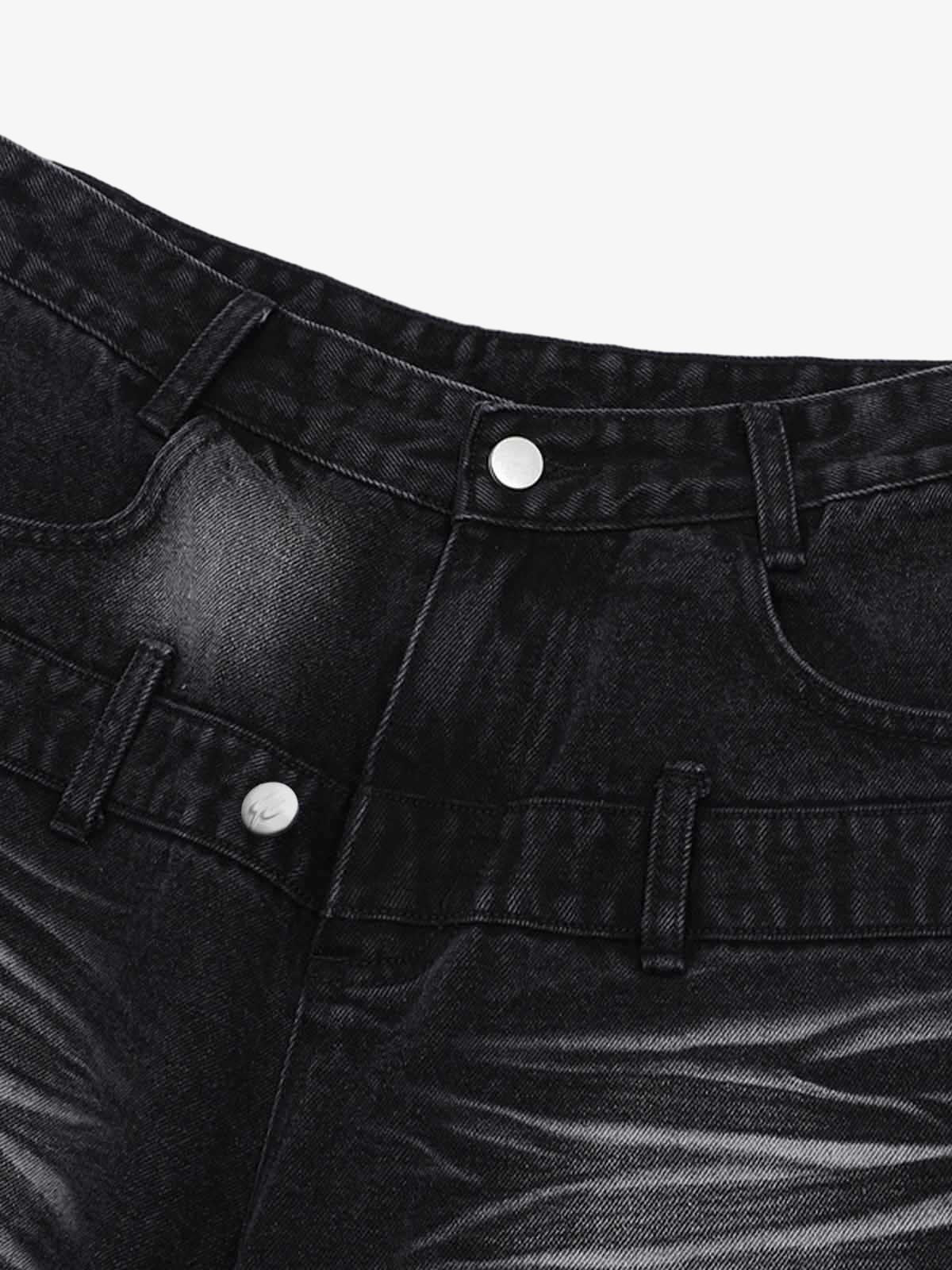 Distressed Washed Workwear Denim Shirt And Jorts Set - Image 22