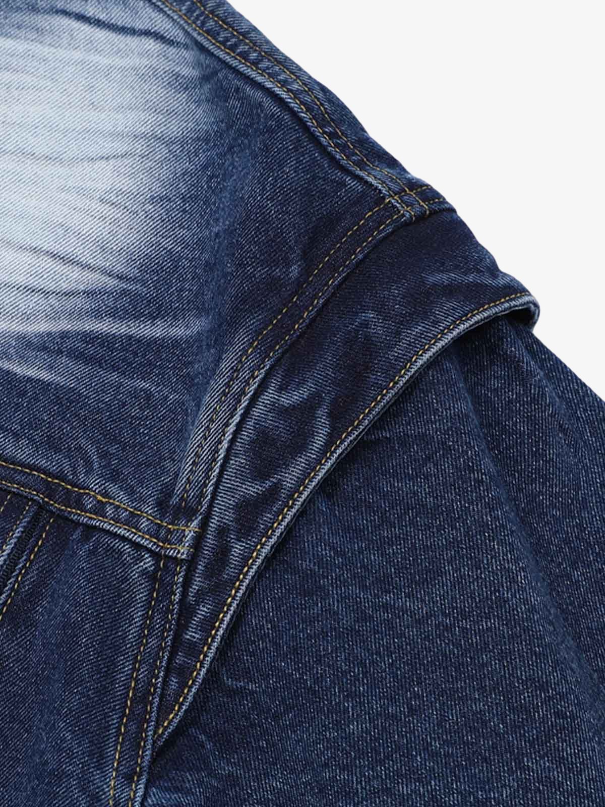Distressed Washed Workwear Denim Shirt And Jorts Set - Image 7