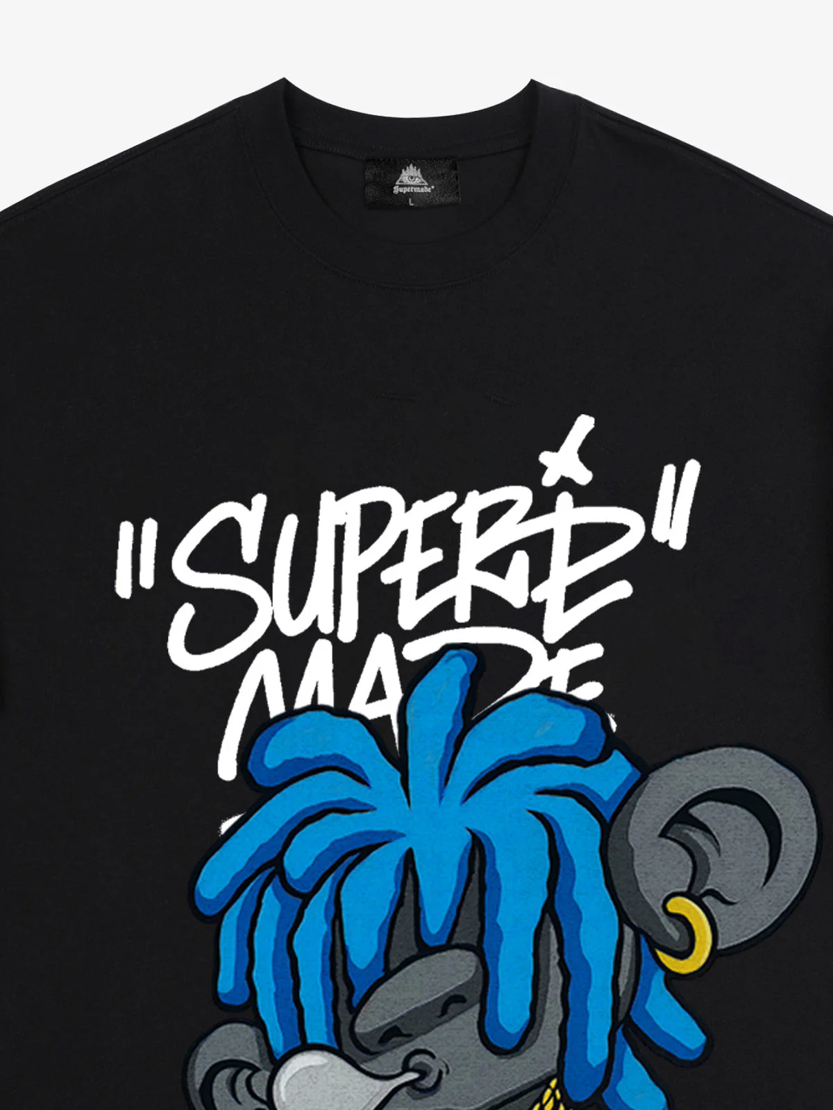 Thesupermade Graffiti Trend Blue Dreadlock Boy T-Shirt - Image 10