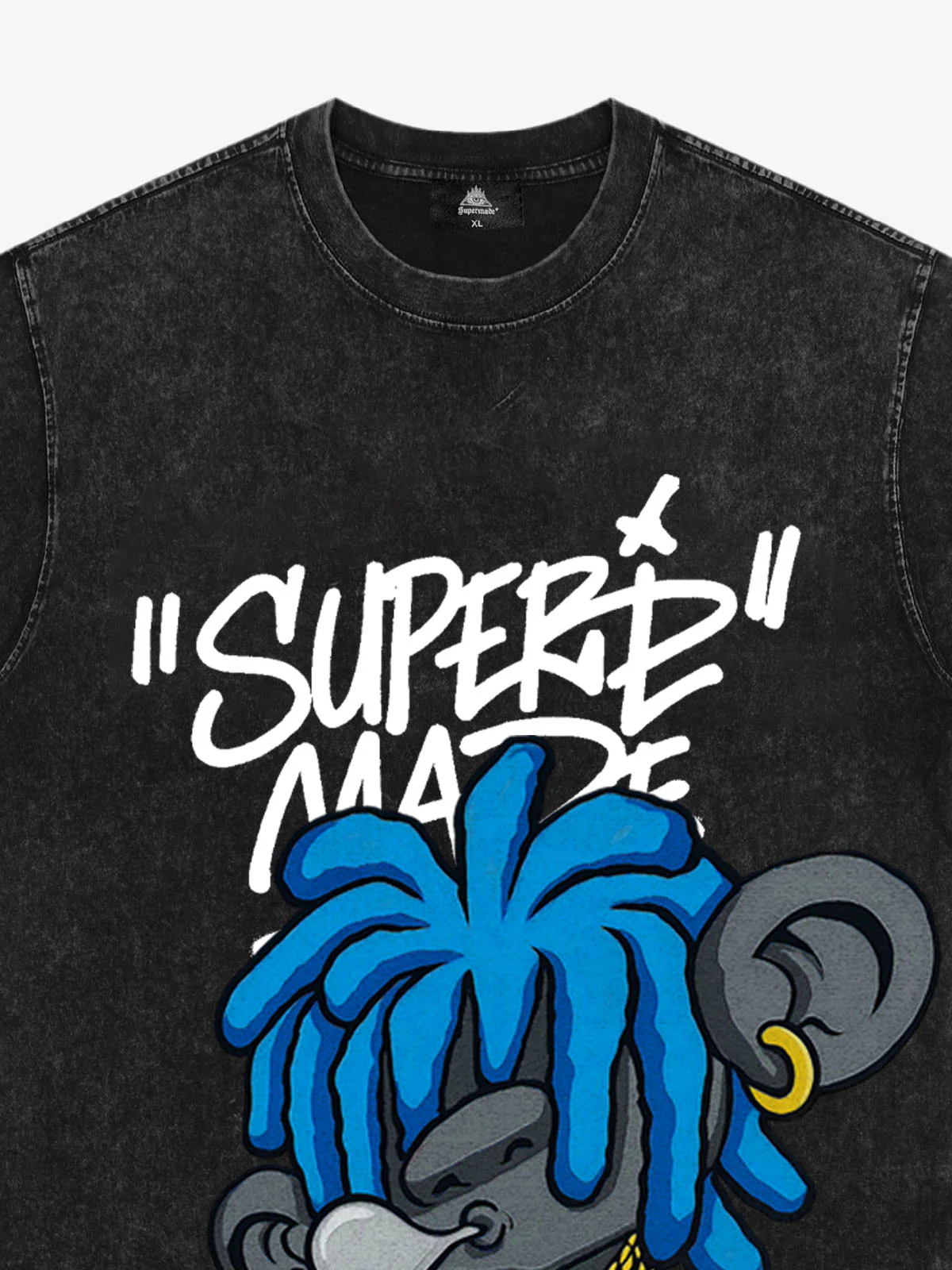 Thesupermade Graffiti Trend Blue Dreadlock Boy T-Shirt - Image 13