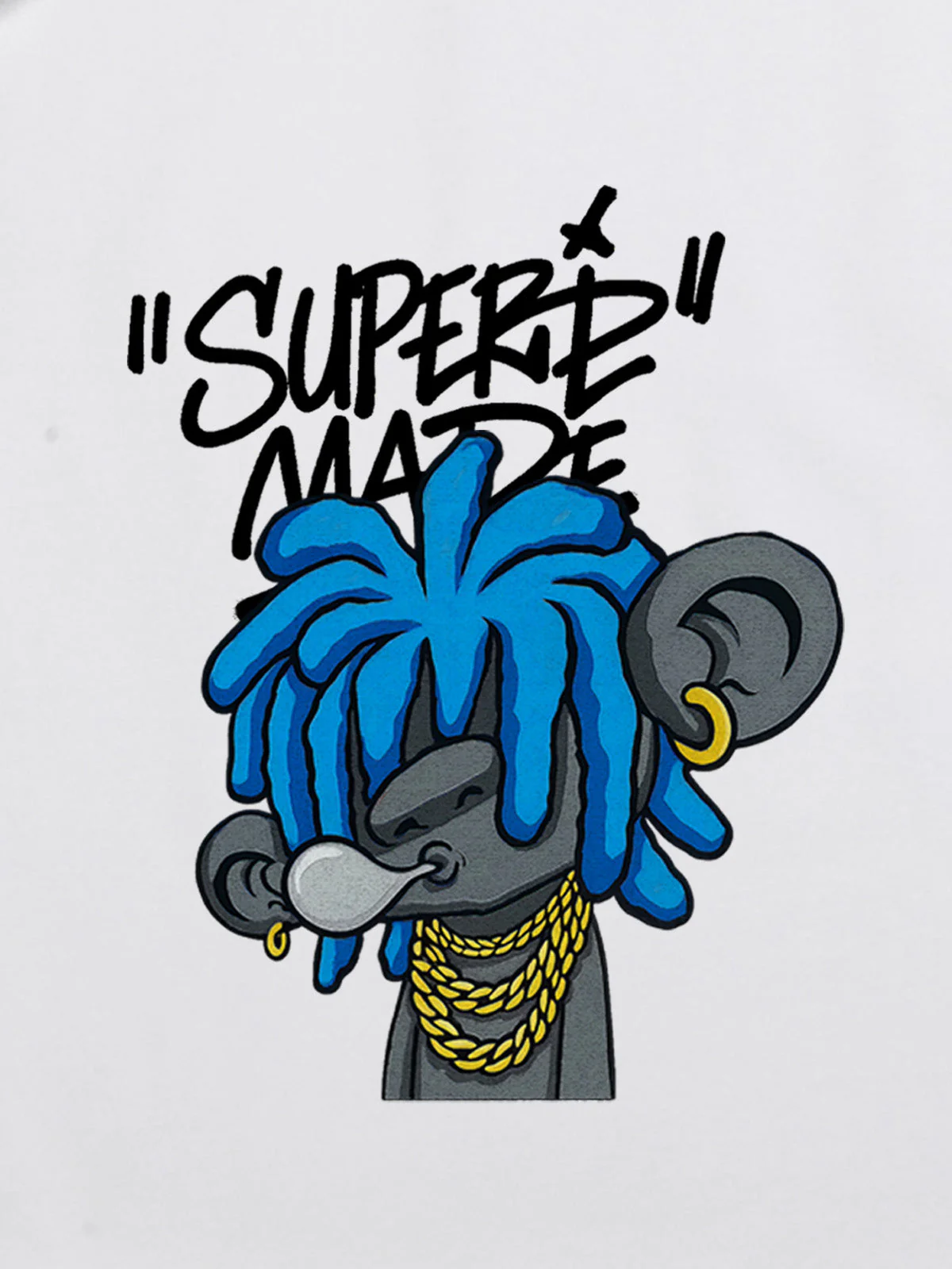 Thesupermade Graffiti Trend Blue Dreadlock Boy T-Shirt - Image 16