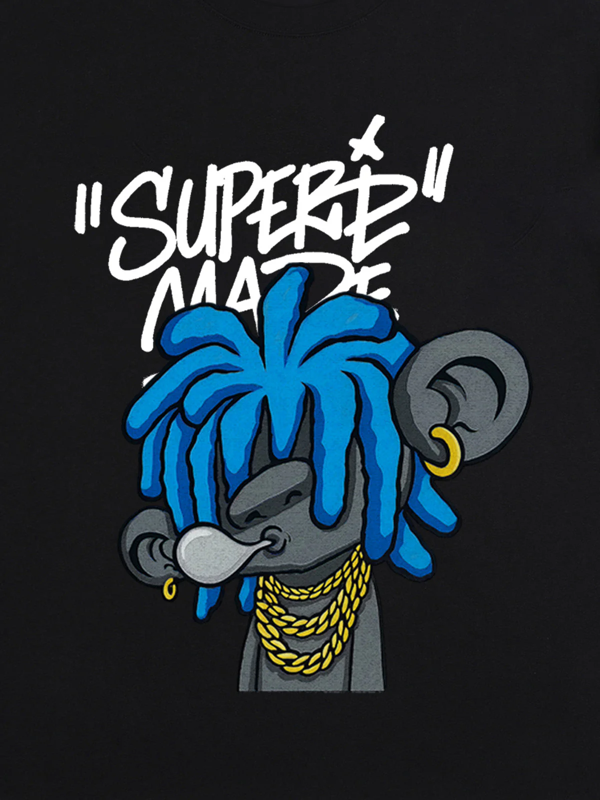 Thesupermade Graffiti Trend Blue Dreadlock Boy T-Shirt - Image 17
