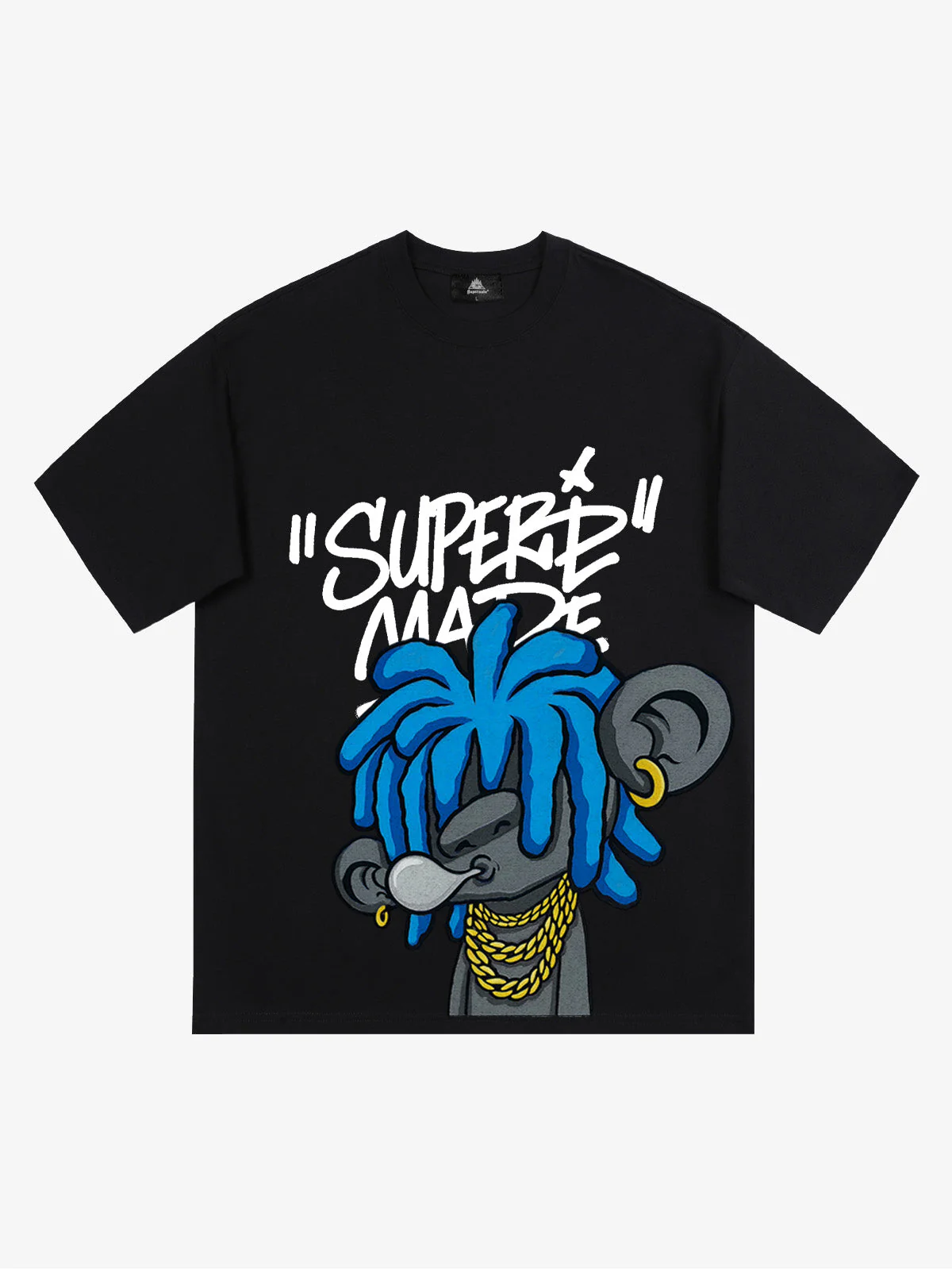 Thesupermade Graffiti Trend Blue Dreadlock Boy T-Shirt - Image 2