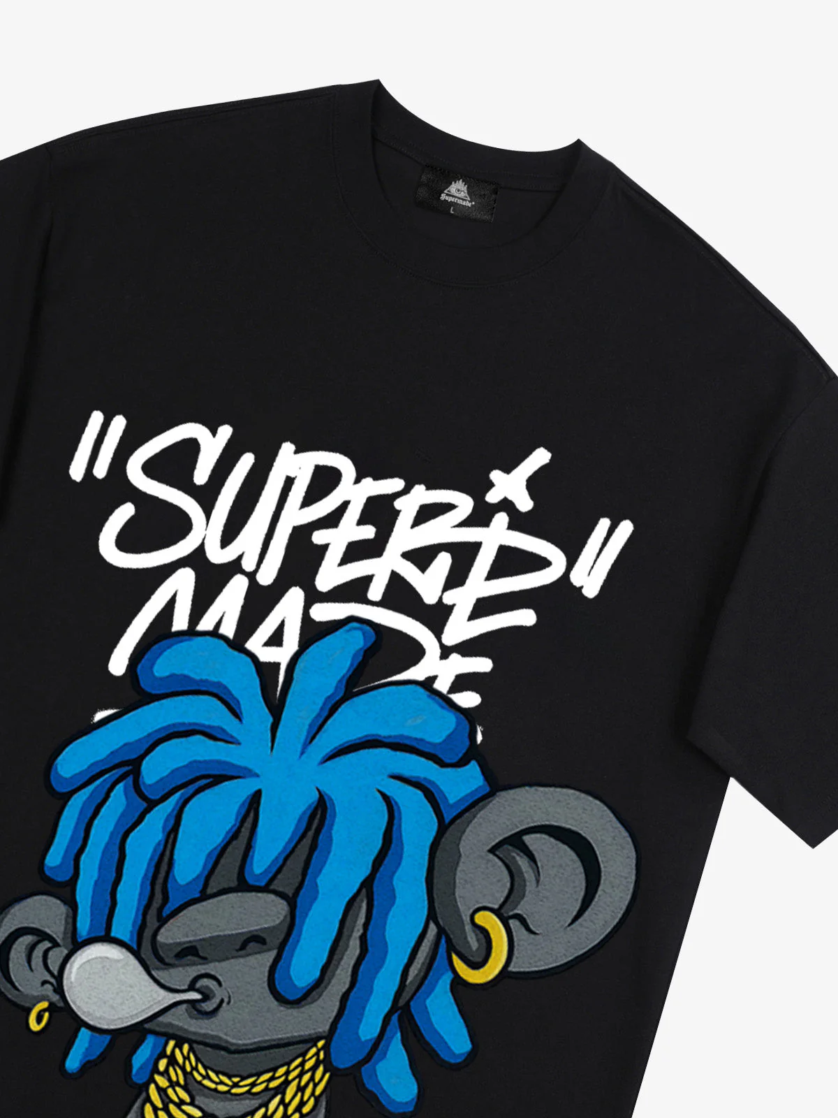 Thesupermade Graffiti Trend Blue Dreadlock Boy T-Shirt - Image 24