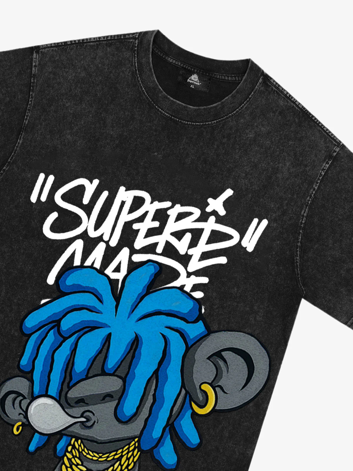 Thesupermade Graffiti Trend Blue Dreadlock Boy T-Shirt - Image 27