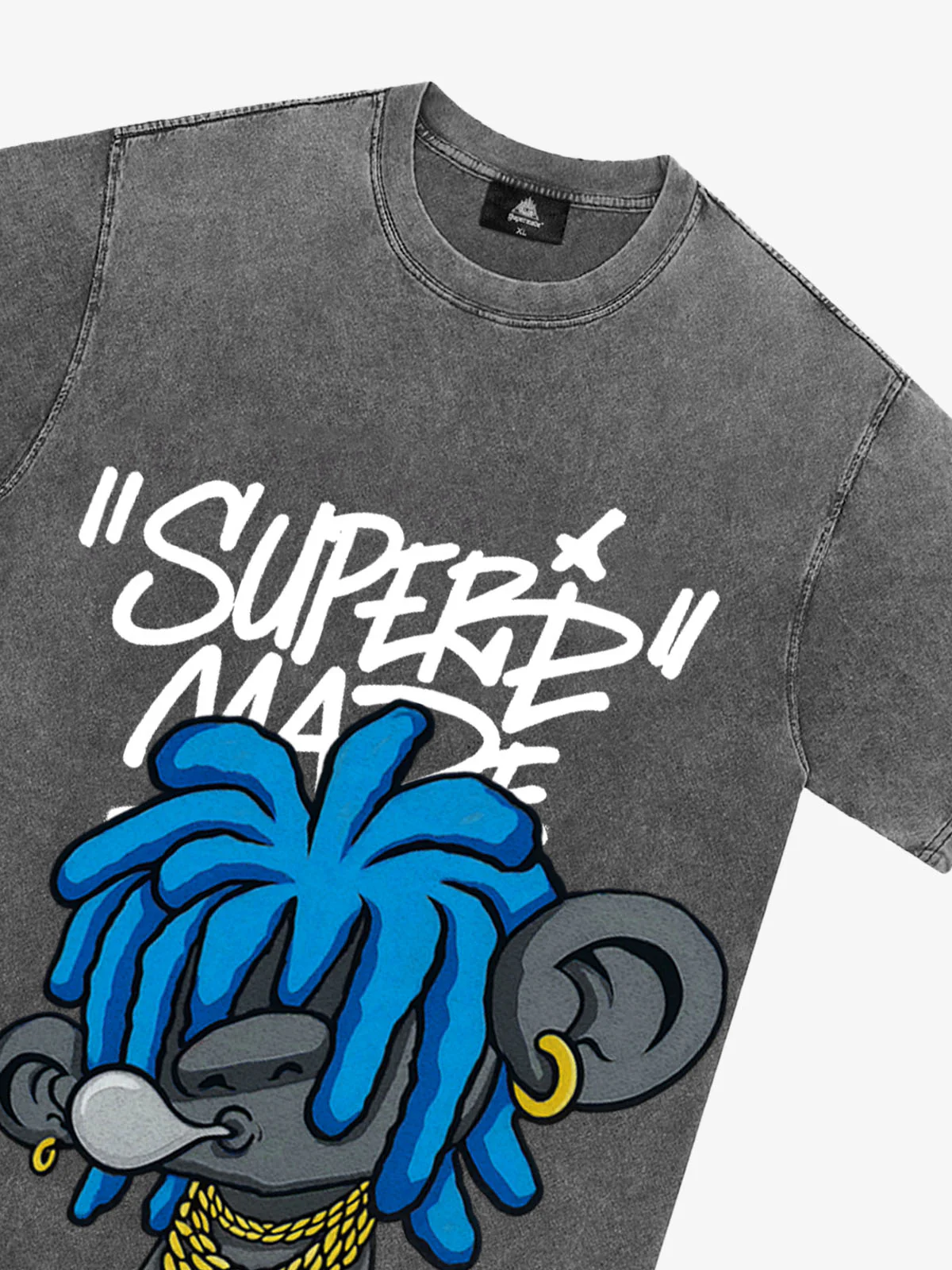 Thesupermade Graffiti Trend Blue Dreadlock Boy T-Shirt - Image 28