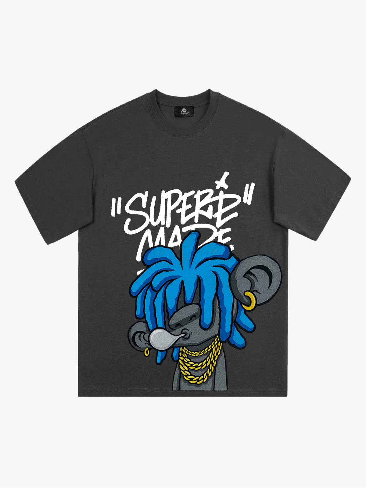 Thesupermade Graffiti Trend Blue Dreadlock Boy T-Shirt - Image 3