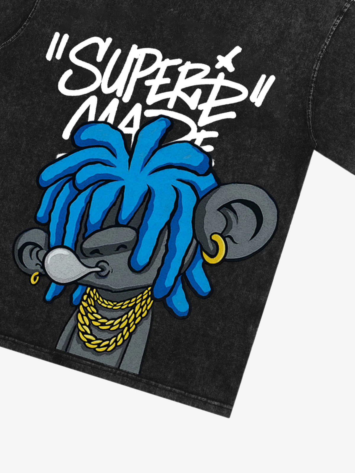 Thesupermade Graffiti Trend Blue Dreadlock Boy T-Shirt - Image 34
