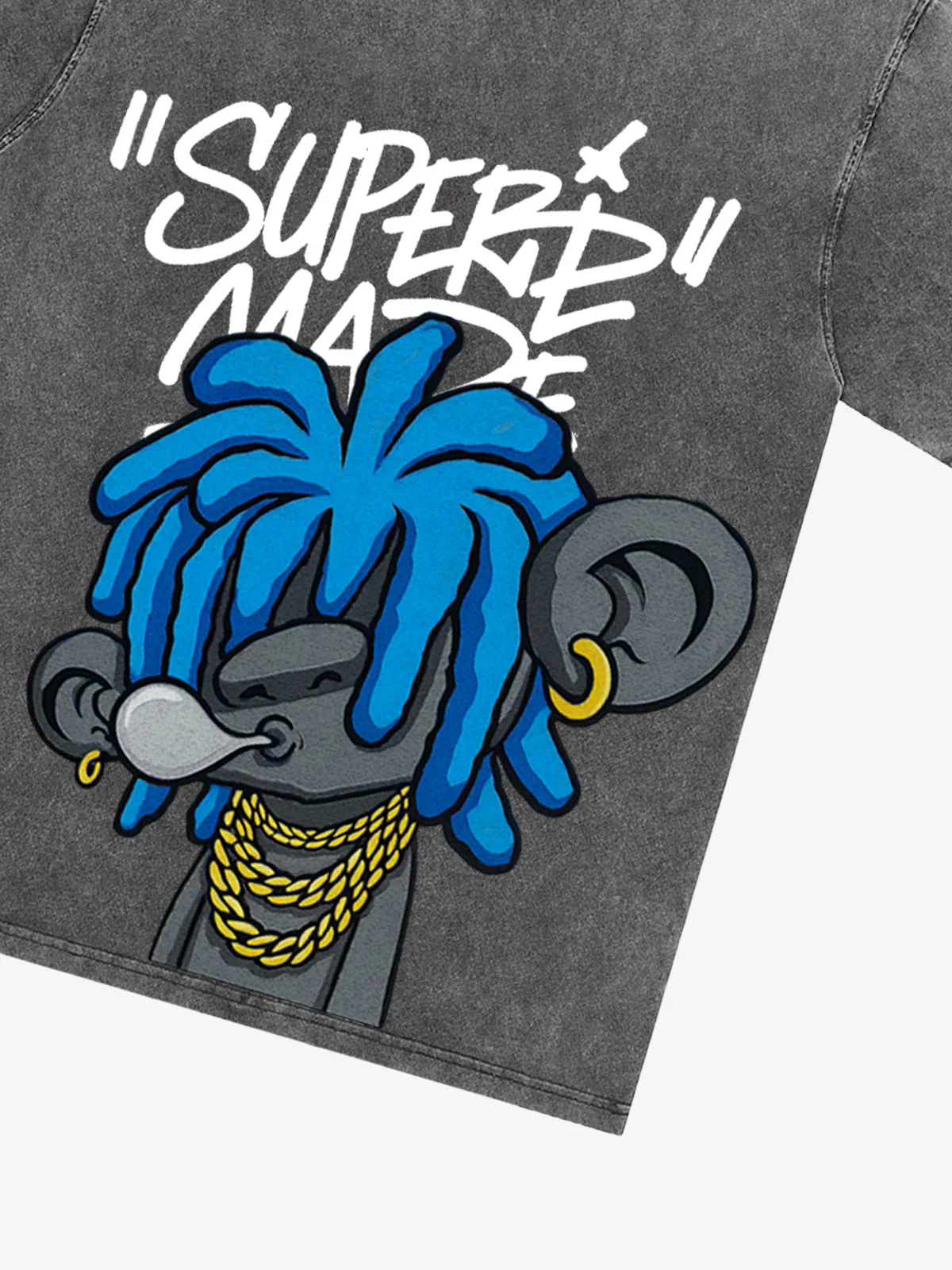 Thesupermade Graffiti Trend Blue Dreadlock Boy T-Shirt - Image 35