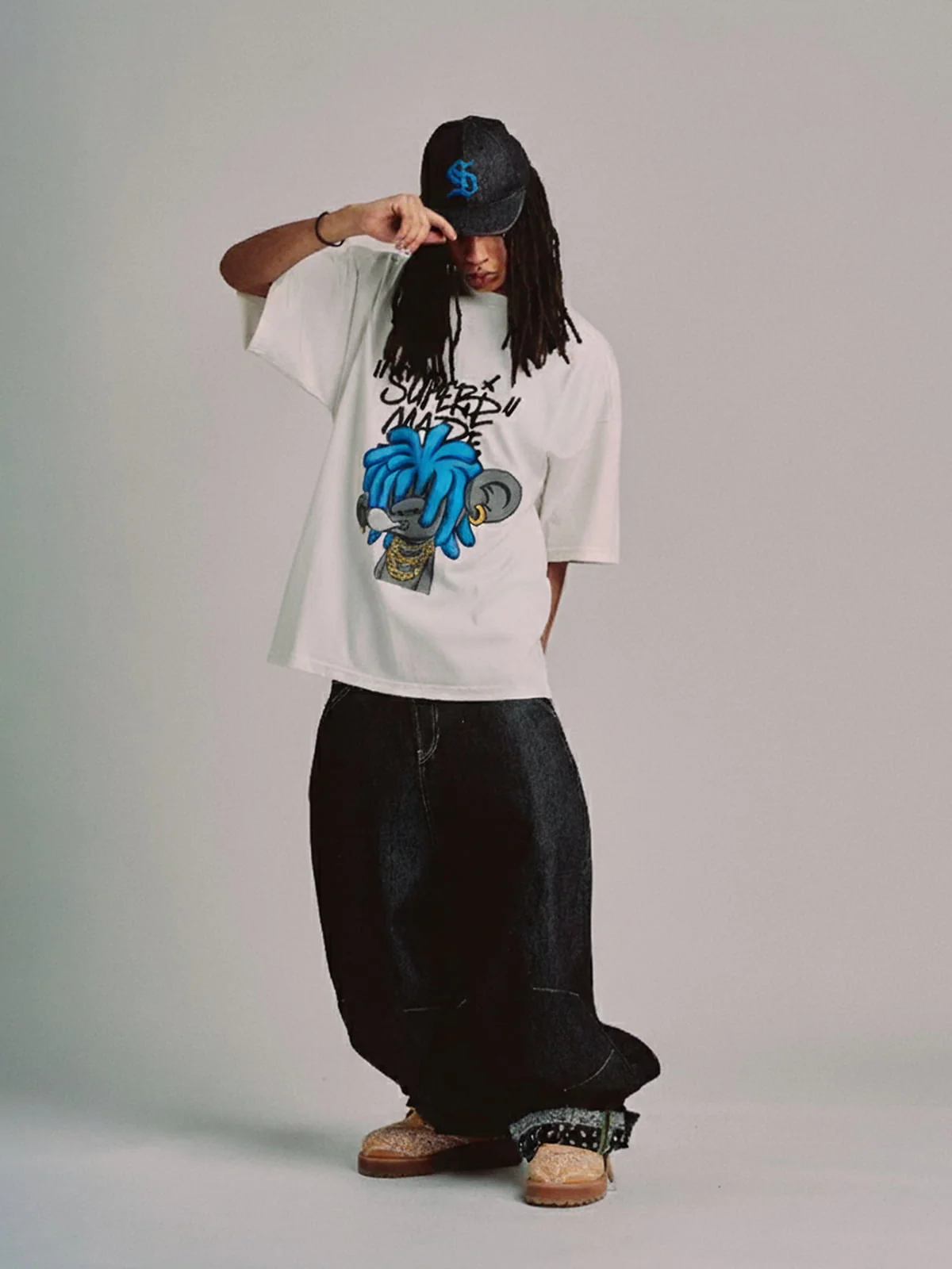 Thesupermade Graffiti Trend Blue Dreadlock Boy T-Shirt - Image 8