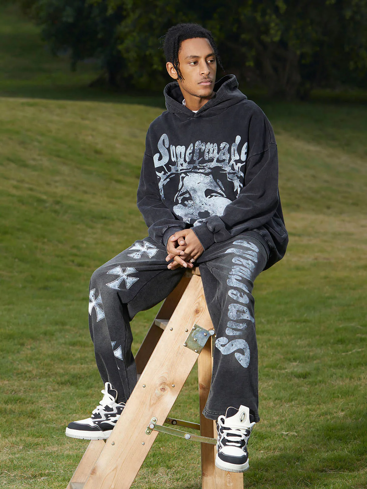 Thesupermade Heavy Washed Jesus Graphic Hoodie - 1973 - Image 10