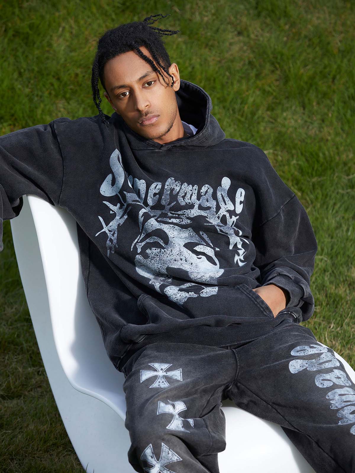 Thesupermade Heavy Washed Jesus Graphic Hoodie - 1973 - Image 2