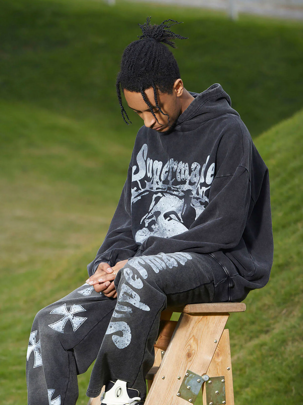 Thesupermade Heavy Washed Jesus Graphic Hoodie - 1973 - Image 4