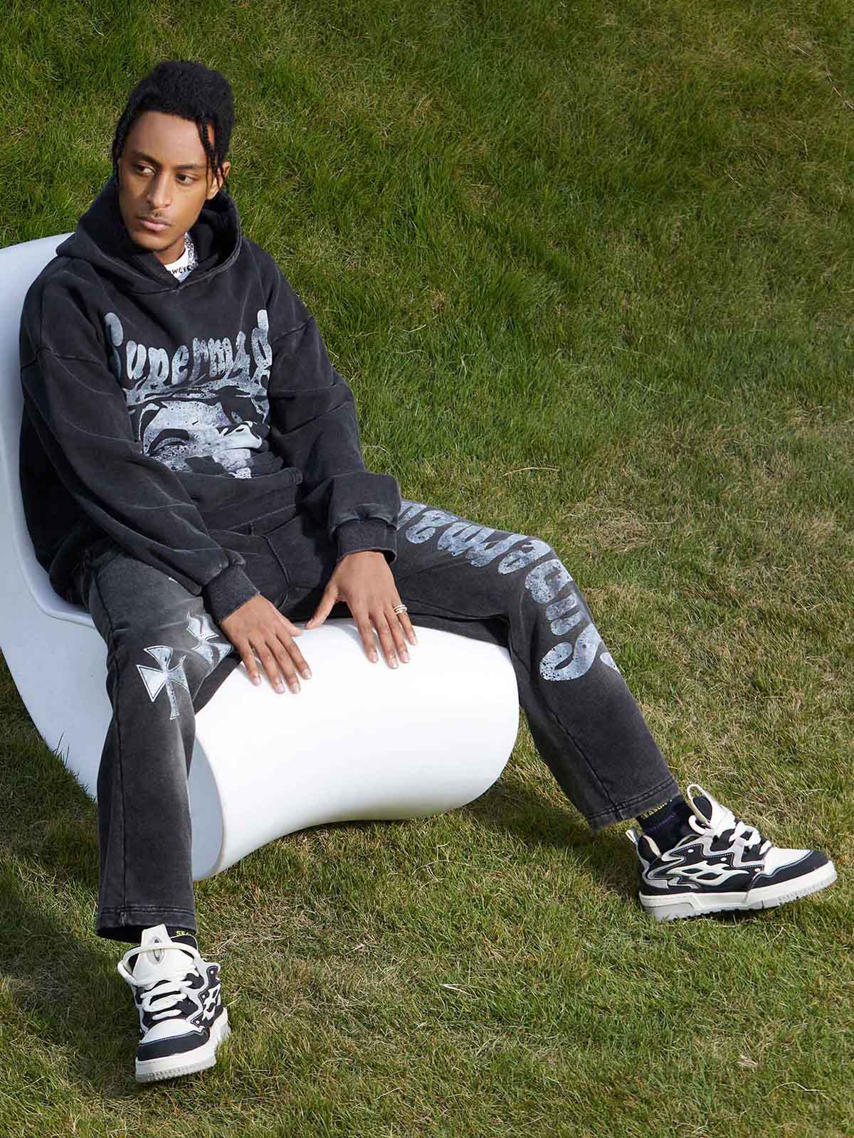Thesupermade Heavy Washed Jesus Graphic Hoodie - 1973 - Image 5
