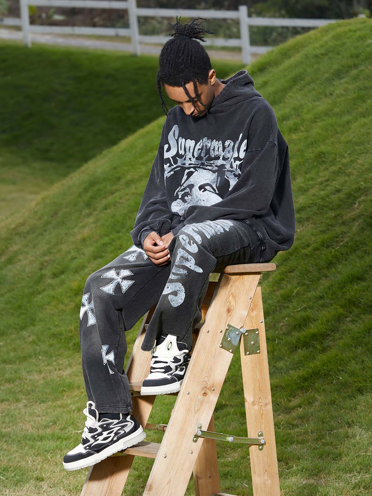 Thesupermade Heavy Washed Jesus Graphic Hoodie - 1973 - Image 6