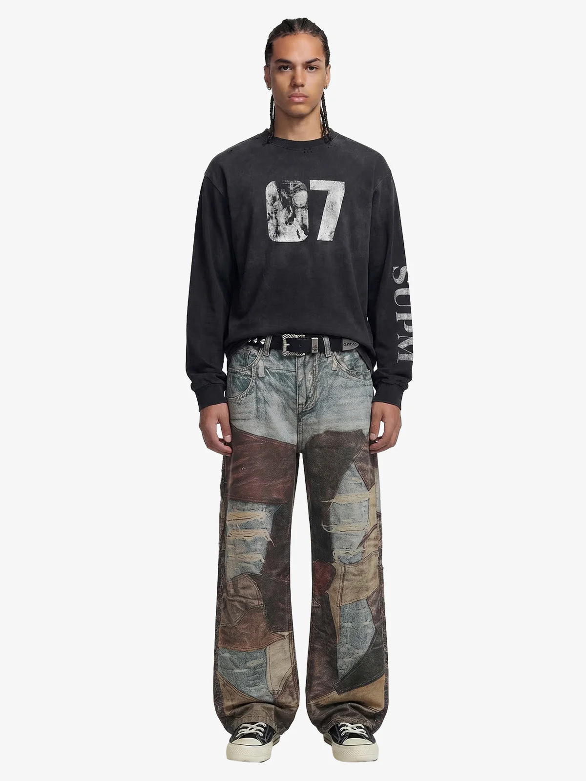 Thesupermade High Street Distressed Washed Printed Jeans - 2246 - Image 4