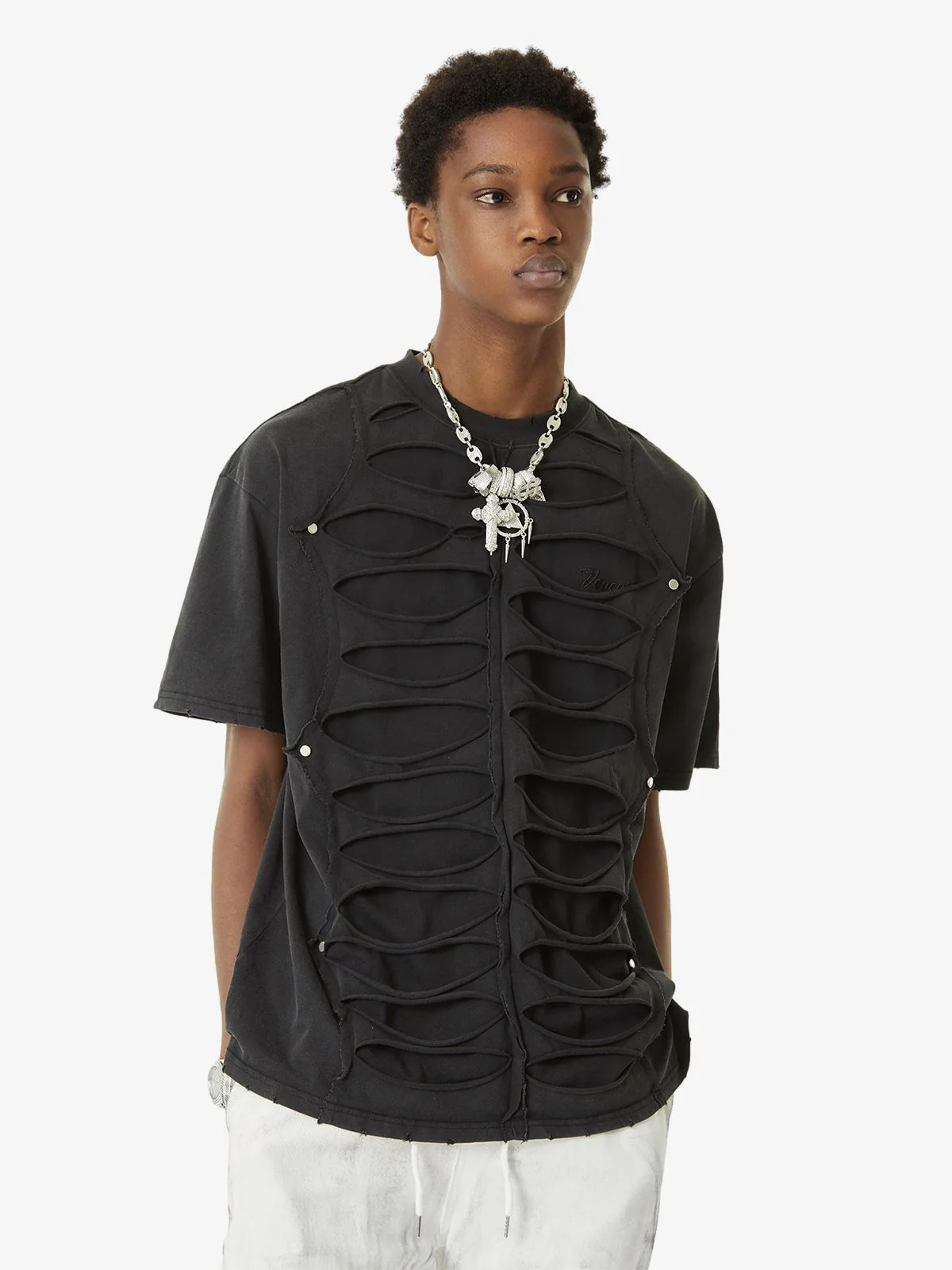 Thesupermade High Street Hip Hop Hole Design T-shirt - Image 3