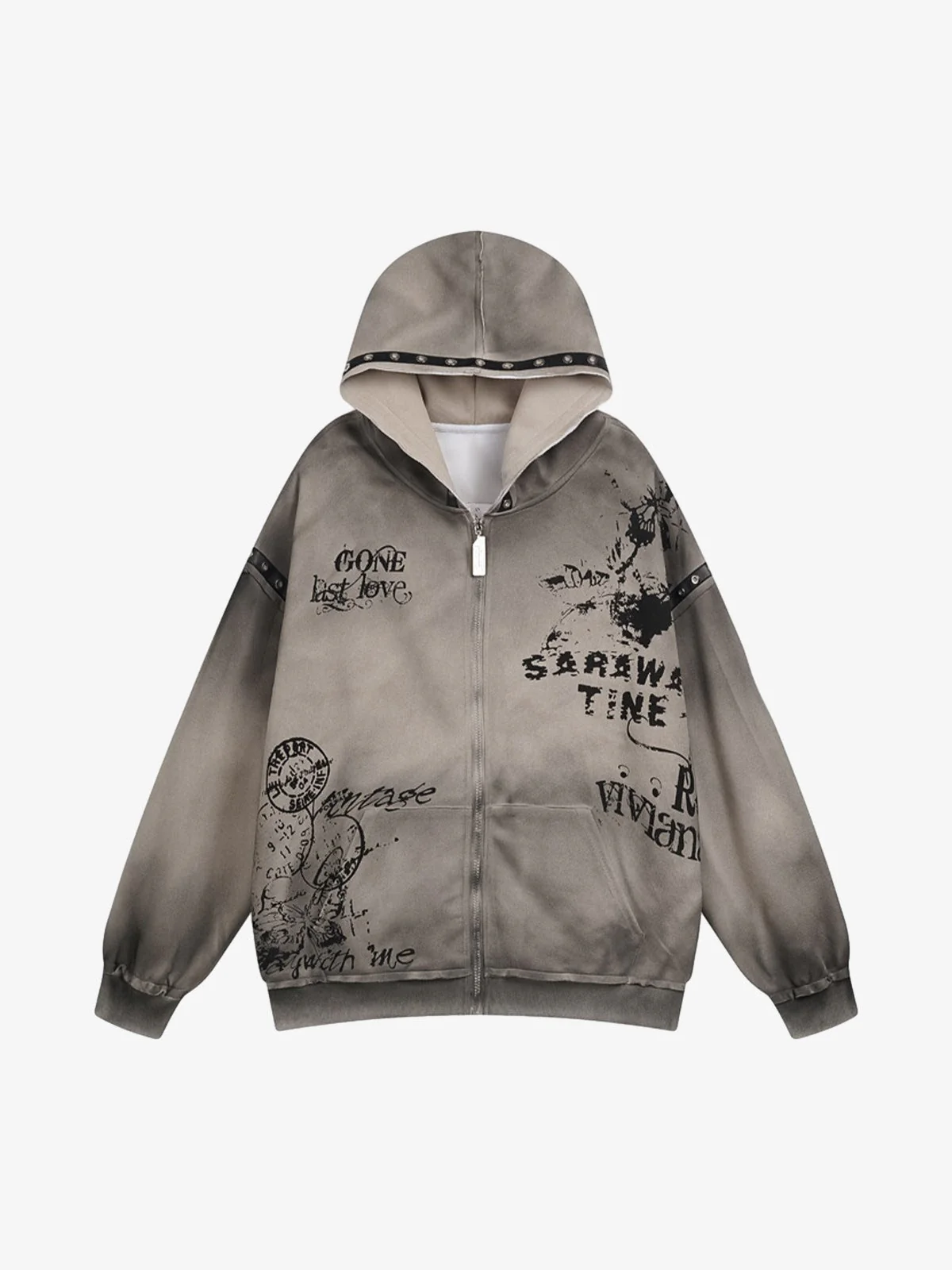 Wasteland Style Distressed Graffiti Hoodie - Image 2