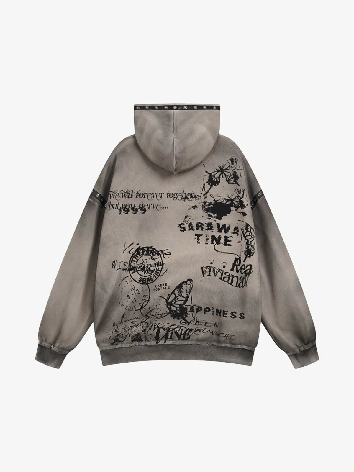 Wasteland Style Distressed Graffiti Hoodie - Image 4