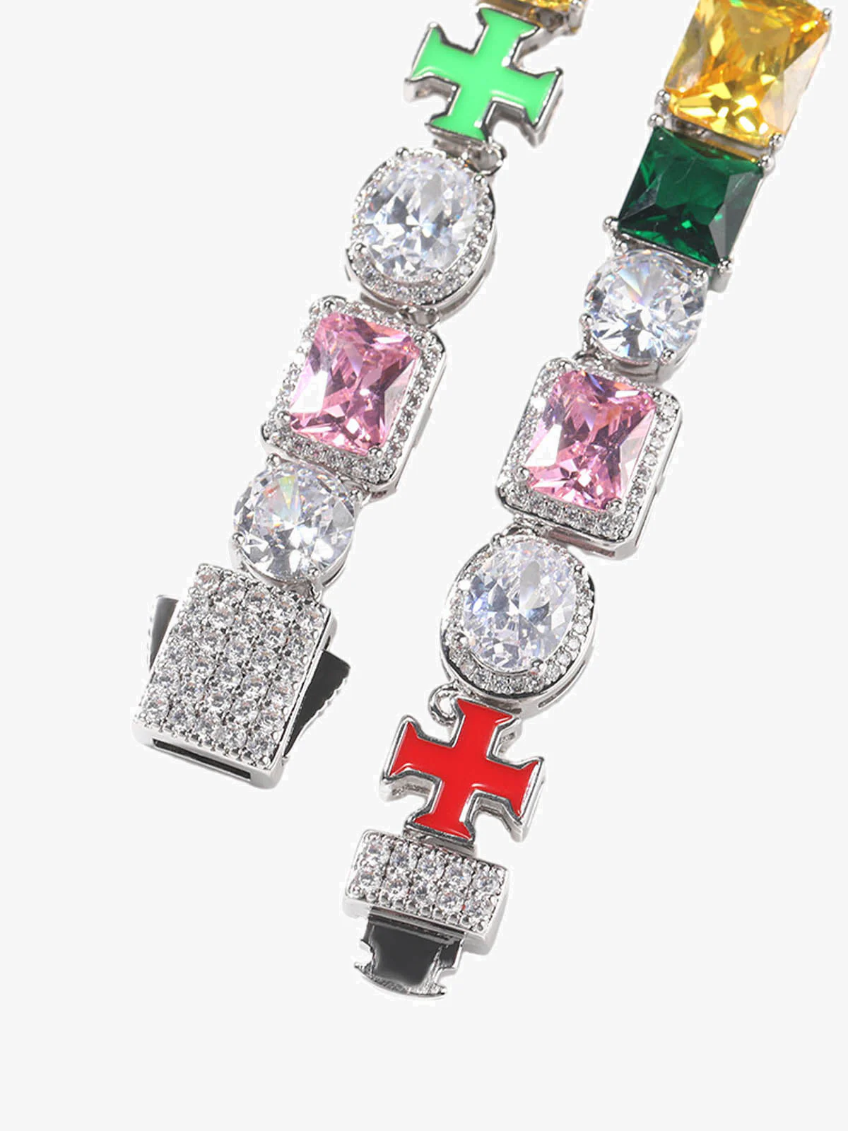 Colorful Zircon Evil Eye Cross Necklace - Image 7