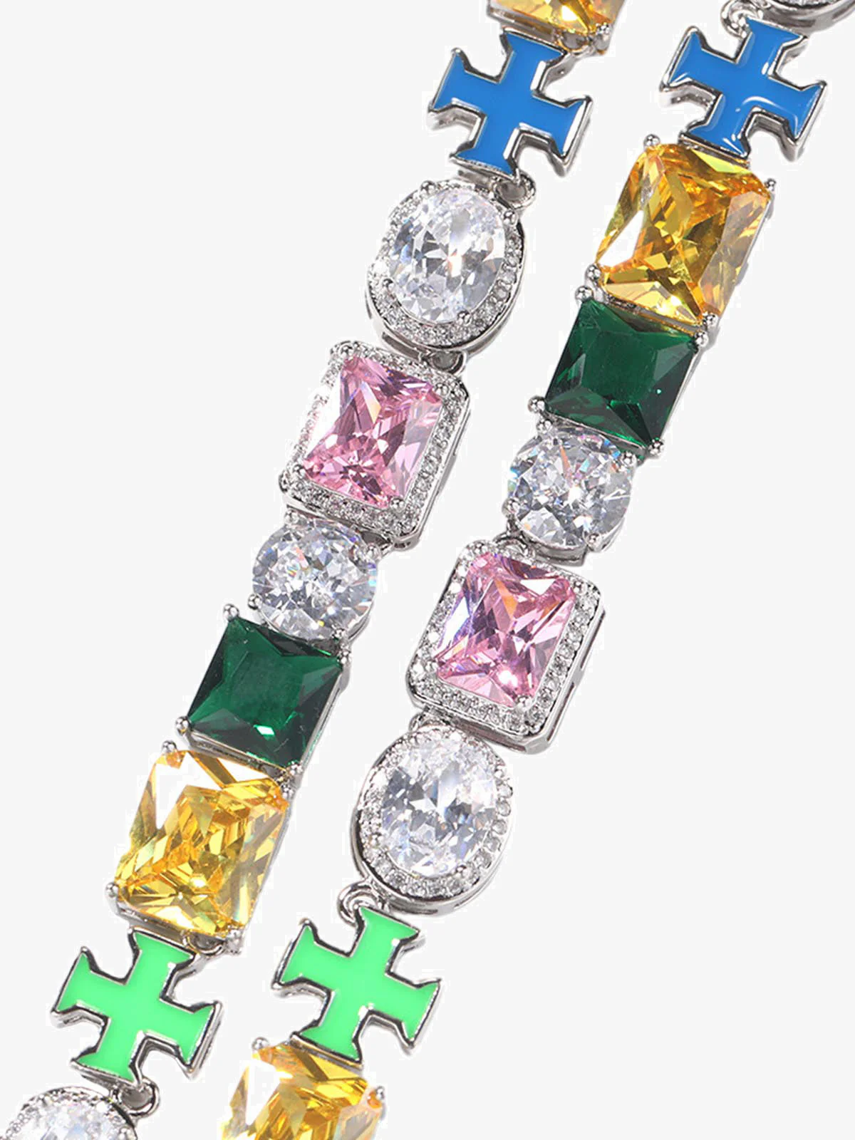 Colorful Zircon Evil Eye Cross Necklace - Image 8