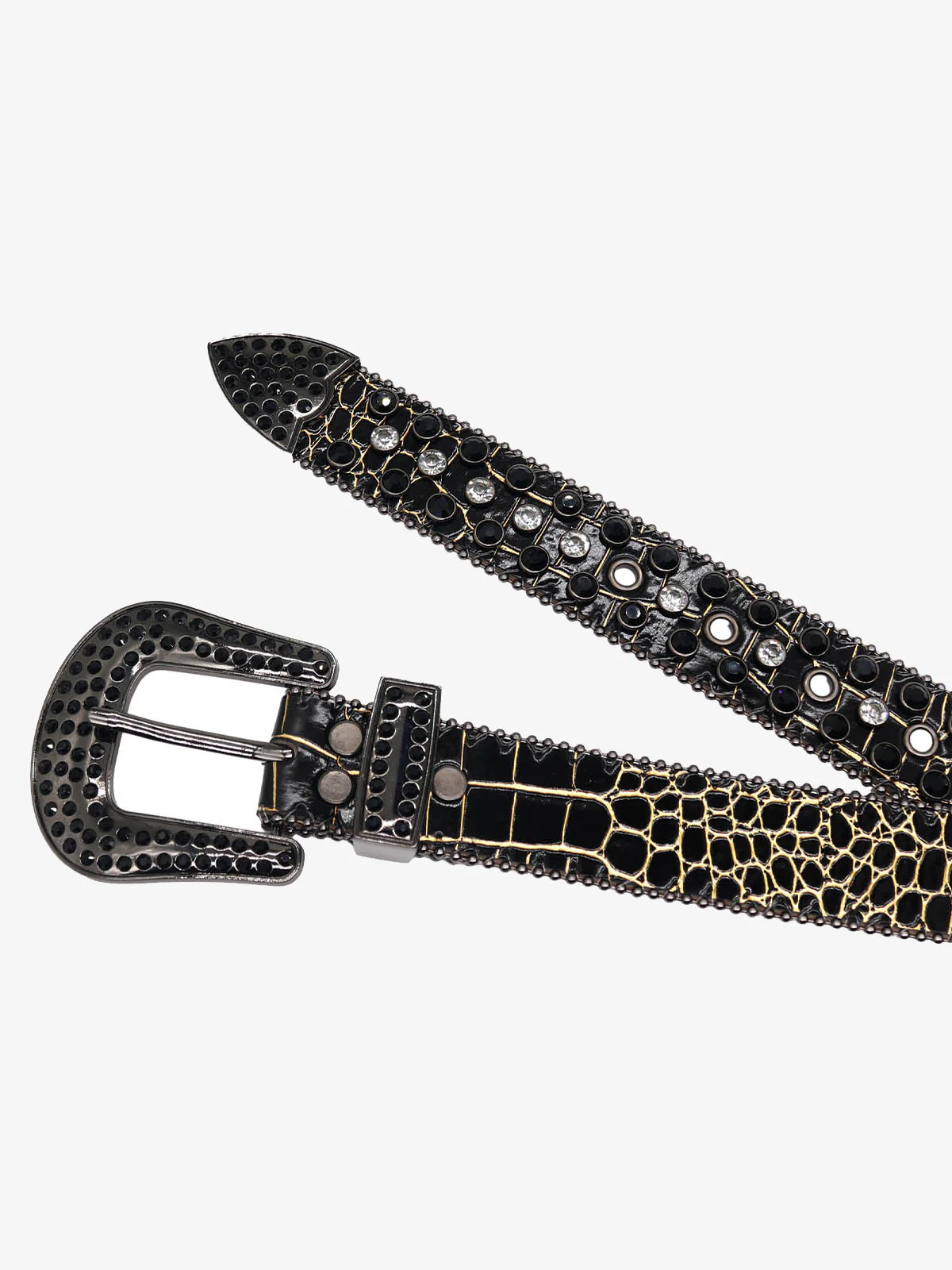 Punk Style Leather Hotflix Rhinestone Belt - Image 3