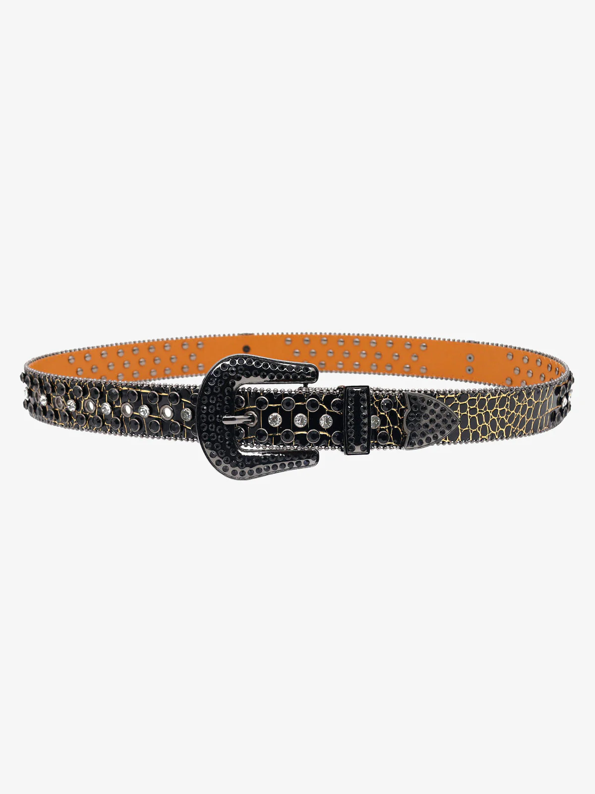 Punk Style Leather Hotflix Rhinestone Belt - Image 4