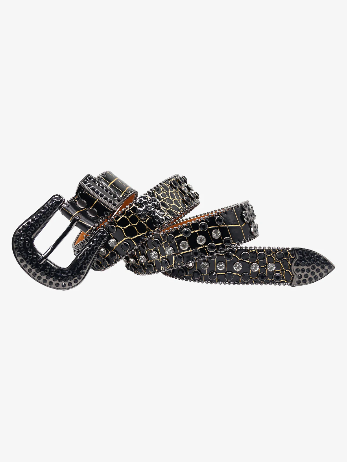 Punk Style Leather Hotflix Rhinestone Belt - Image 5
