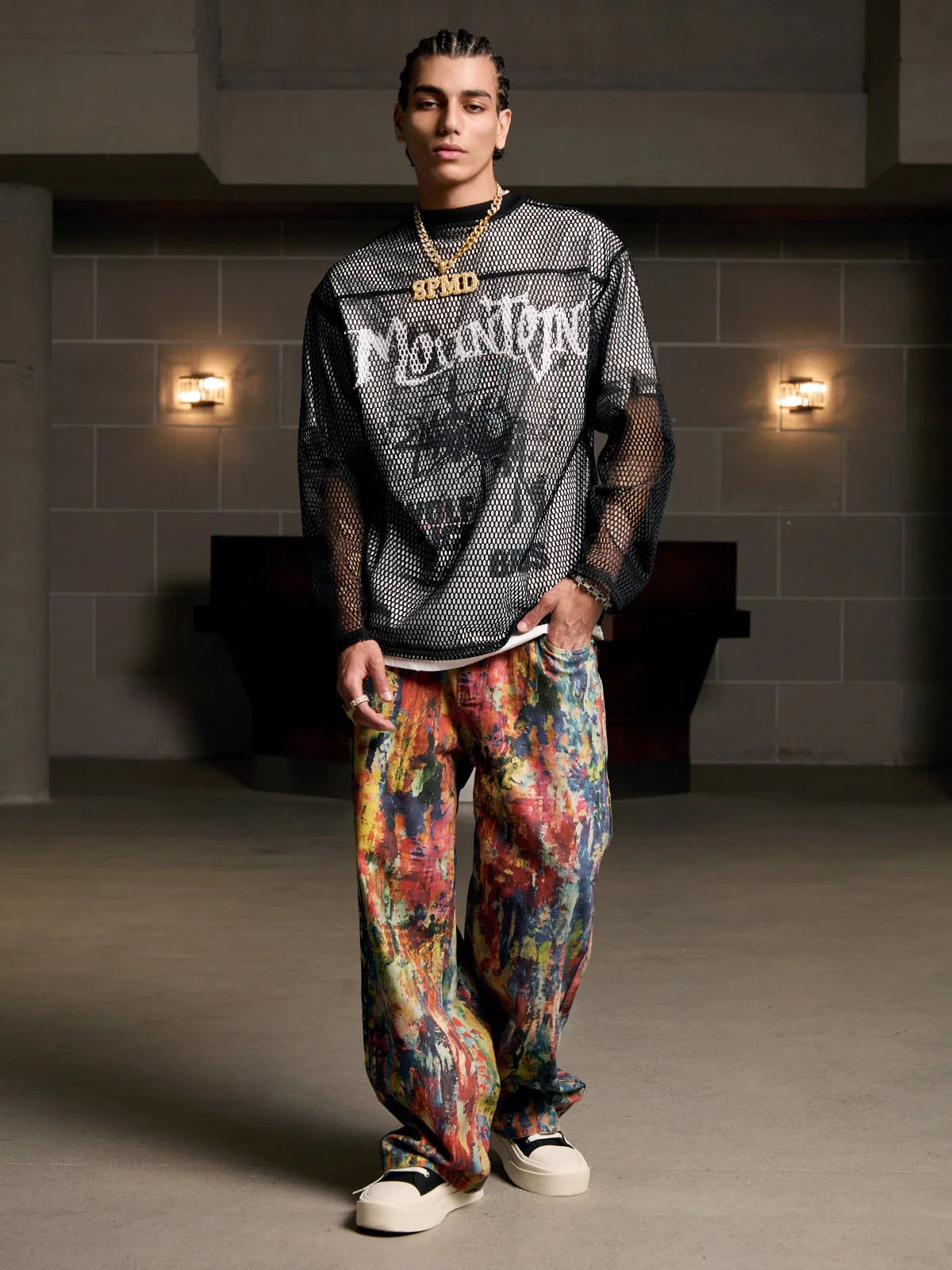 Street Oil Painting Color Straight Jeans - 2348 - Image 7