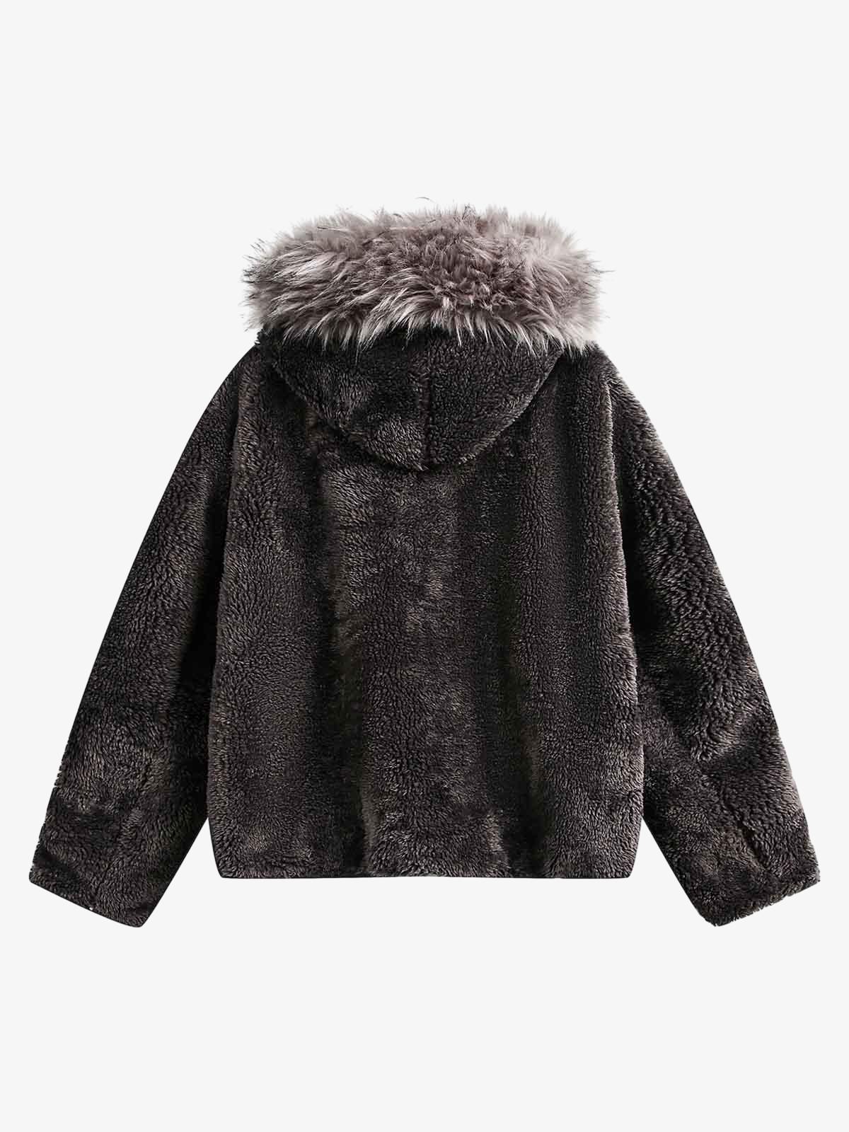 Thesupermade Fur Hooded Quilted Sherpa Jacket - 2304 - Image 2