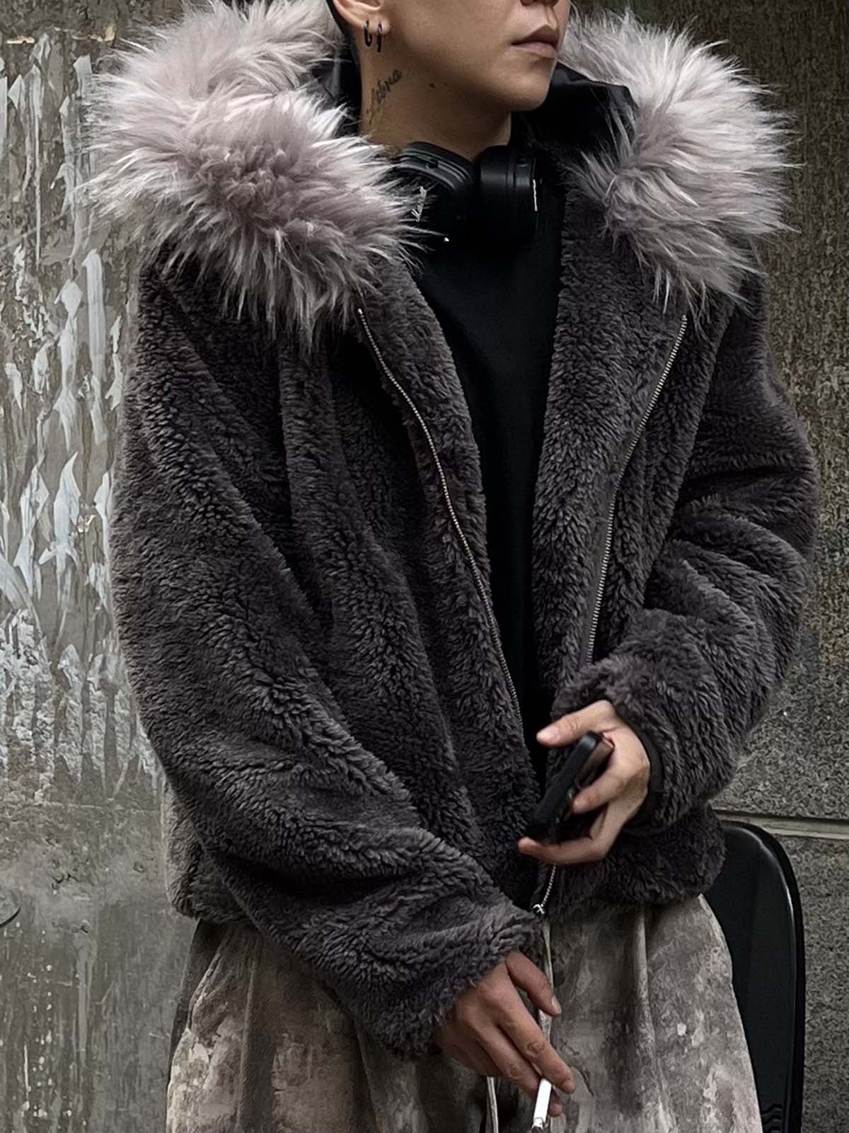 Thesupermade Fur Hooded Quilted Sherpa Jacket - 2304 - Image 5