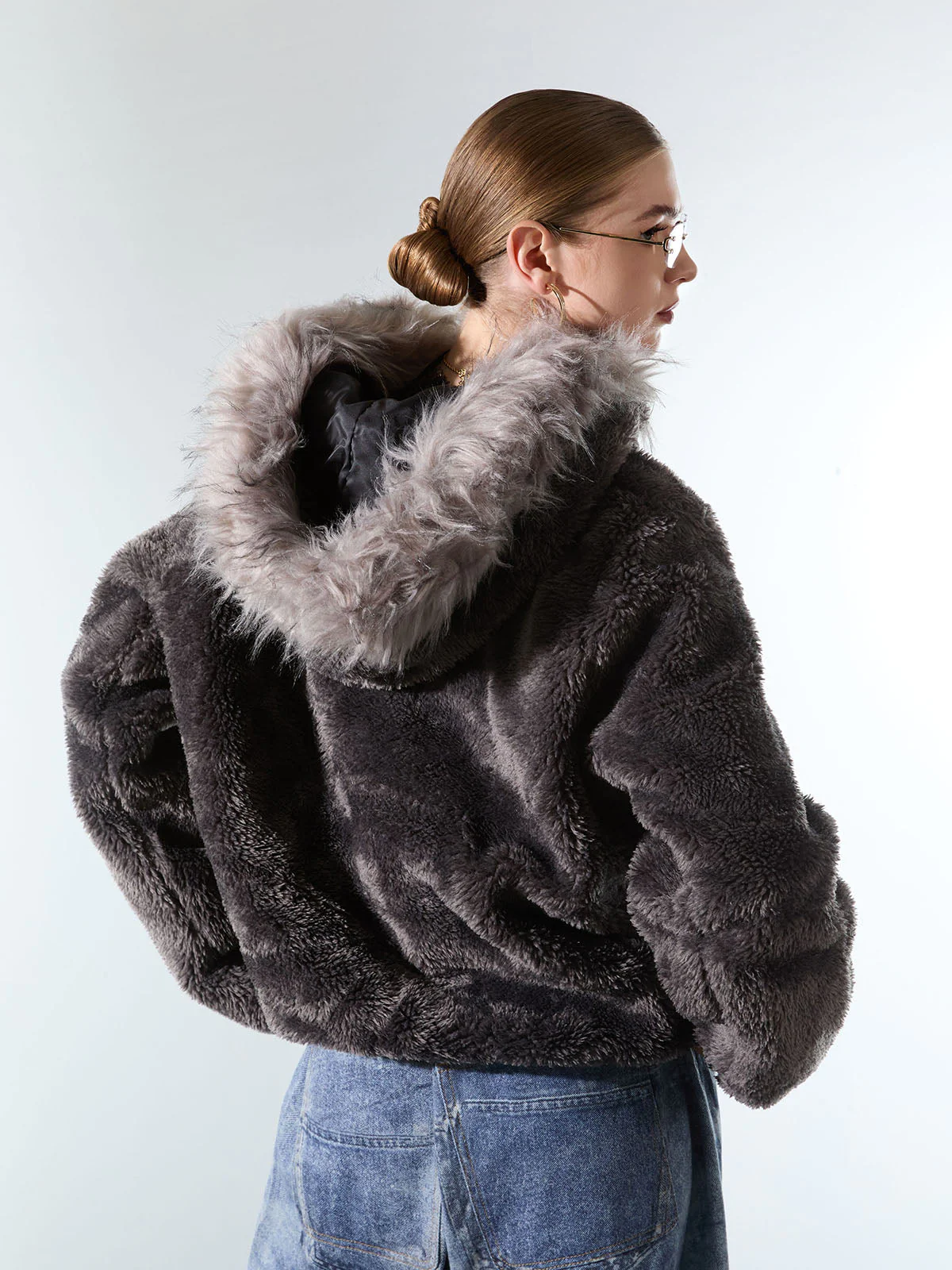 Thesupermade Fur Hooded Quilted Sherpa Jacket - 2304 - Image 6