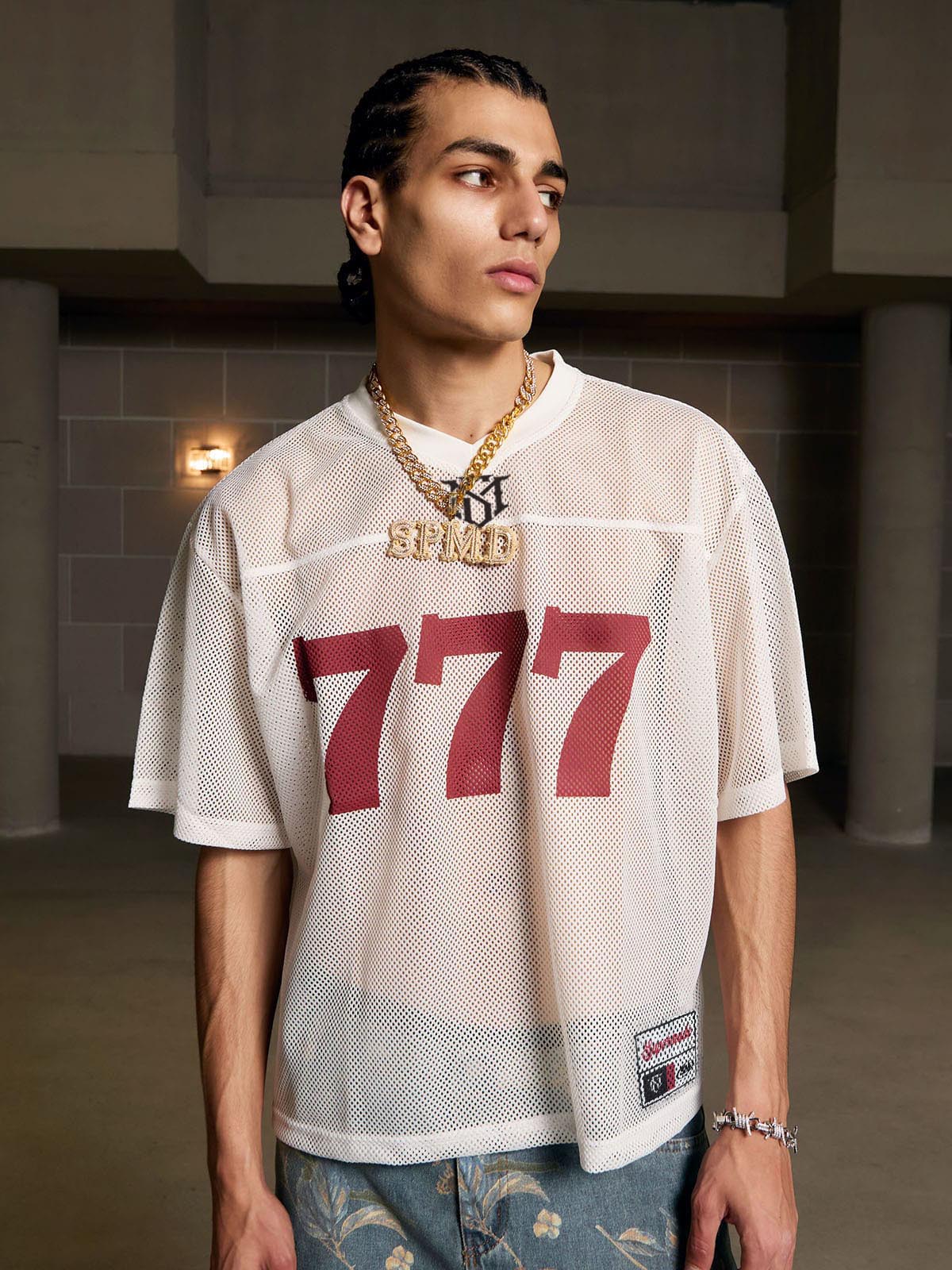 Jersey Letter Print Quick Dry V-neck T-shirt - 2389 - Image 6