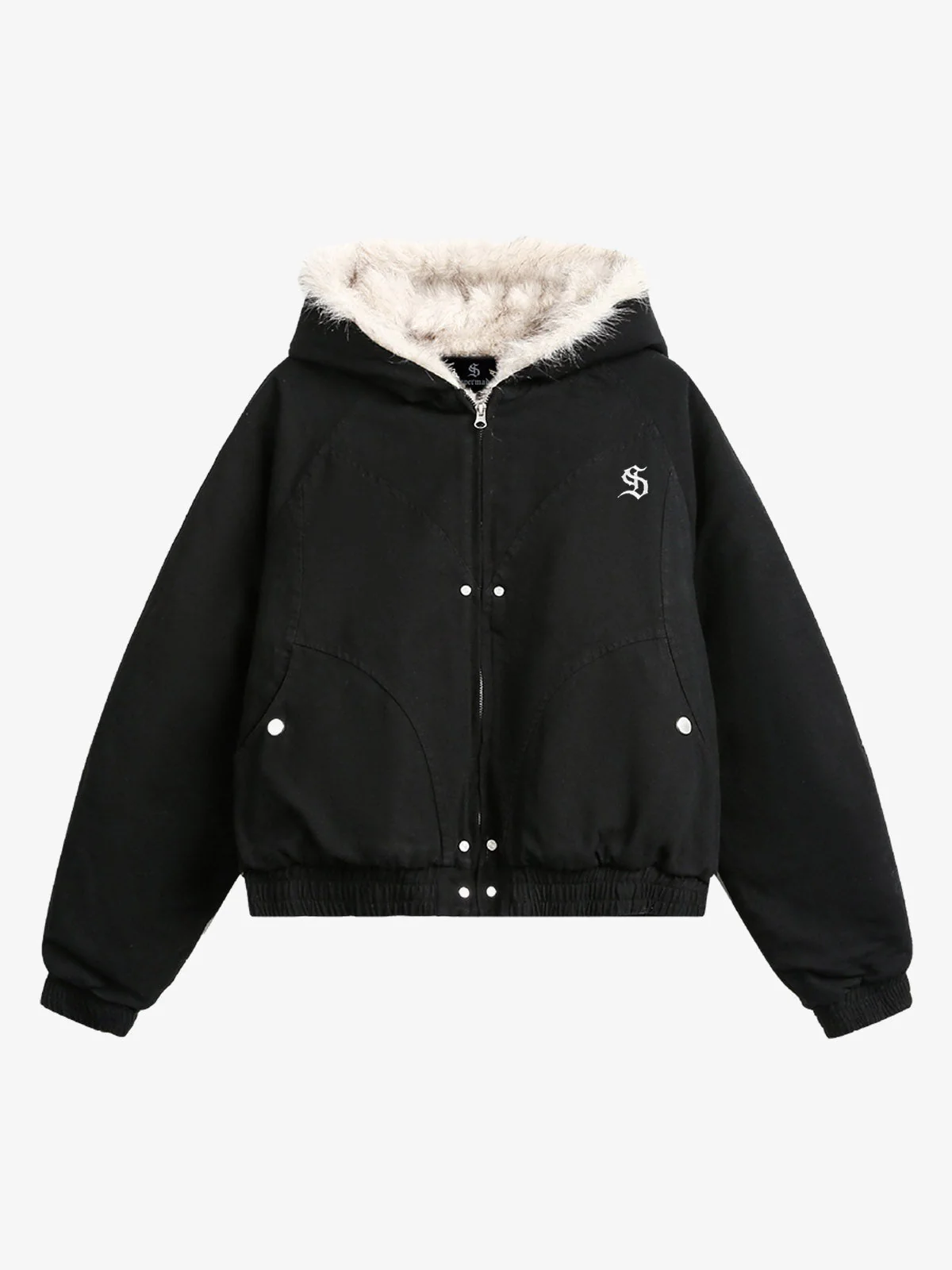 Spliced Fur Hooded Quilted Jacket - 2285 - Image 10