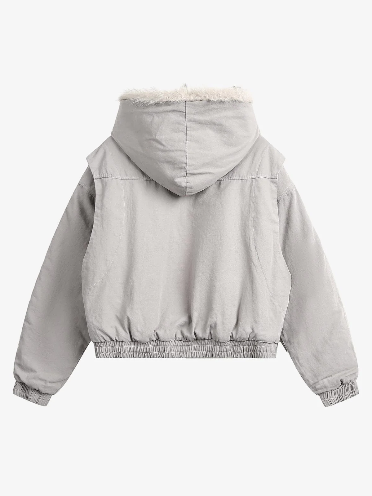 Spliced Fur Hooded Quilted Jacket - 2285 - Image 11