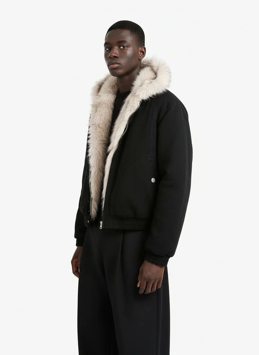 Spliced Fur Hooded Quilted Jacket - 2285 - Image 3