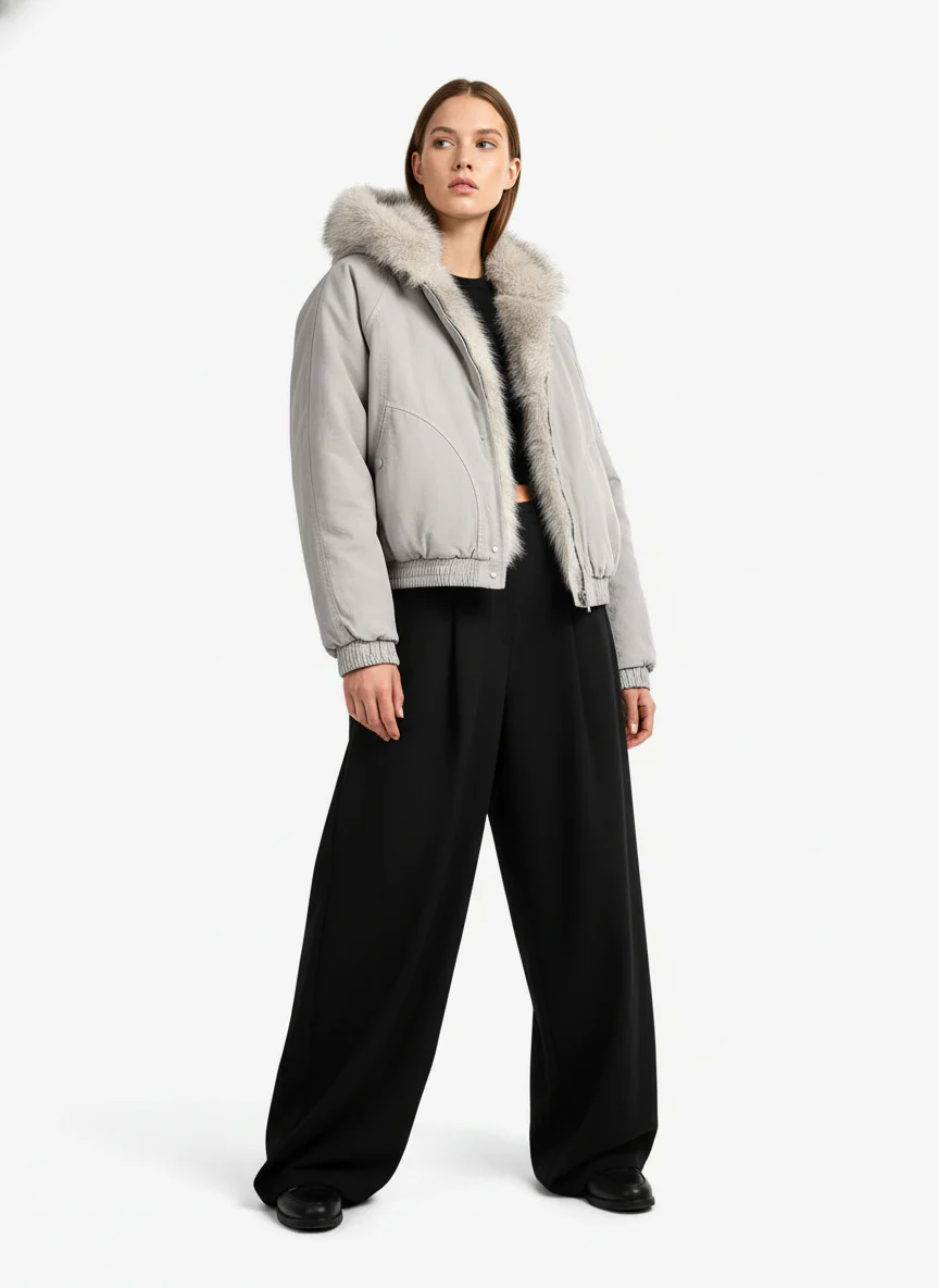 Spliced Fur Hooded Quilted Jacket - 2285 - Image 6