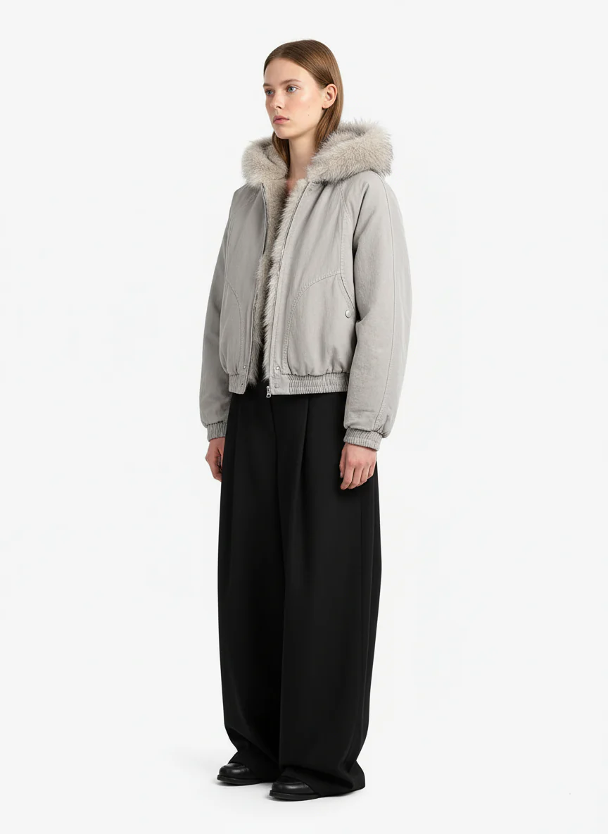 Spliced Fur Hooded Quilted Jacket - 2285 - Image 7