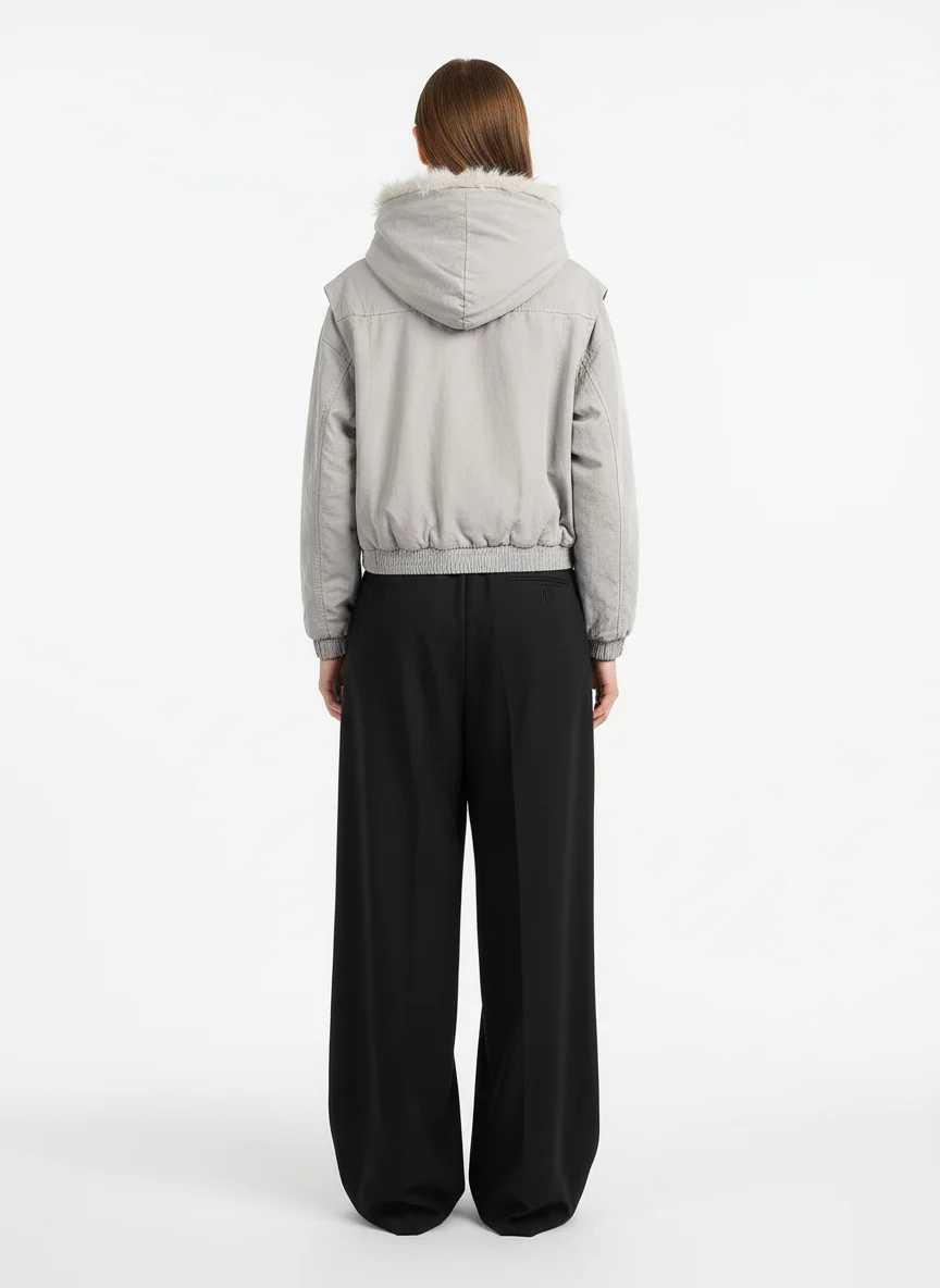 Spliced Fur Hooded Quilted Jacket - 2285 - Image 8