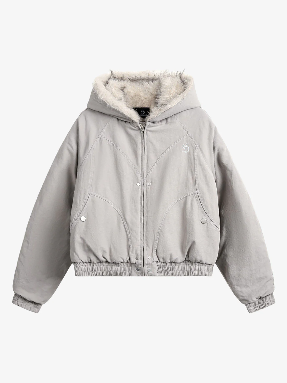 Spliced Fur Hooded Quilted Jacket - 2285 - Image 9